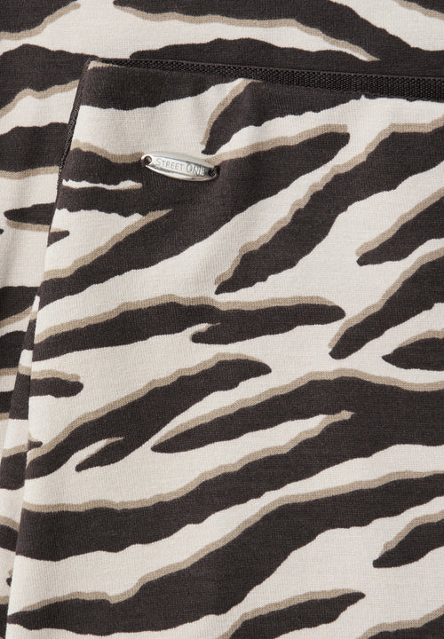 Midi-Rock mit Schlitz und Animal Print