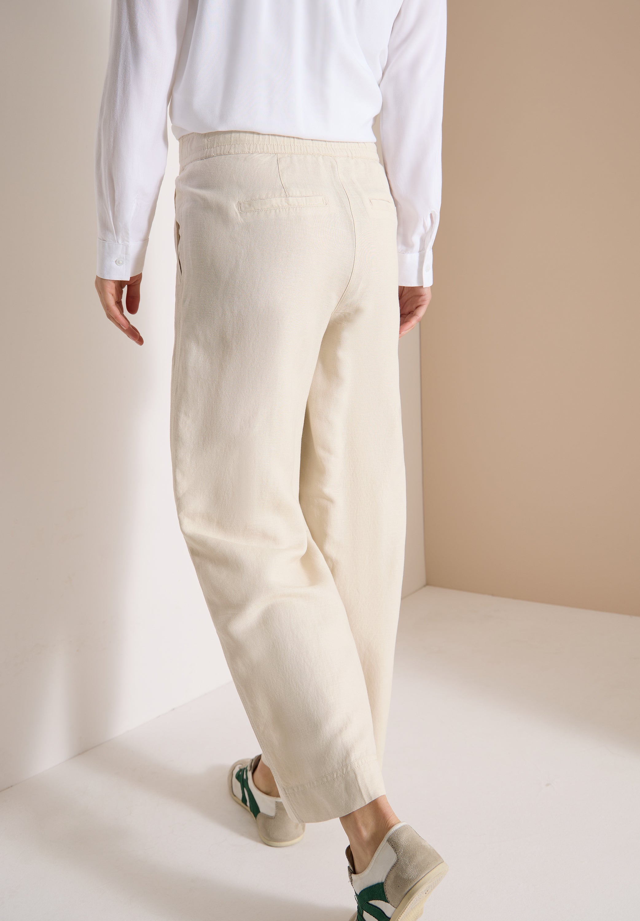 High Waist Wide Leg Hose aus Leinenmix