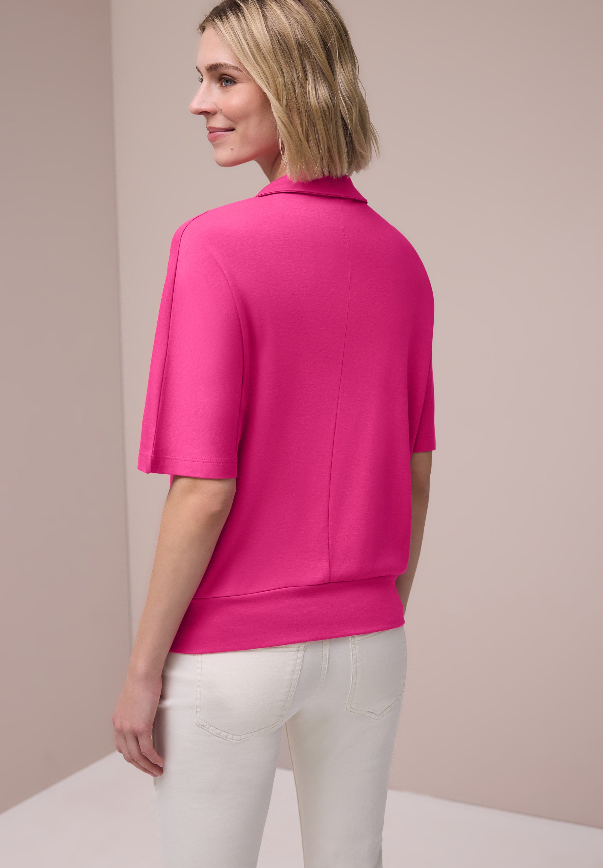 Dropped Shoulder Poloshirt mit Elastikbund