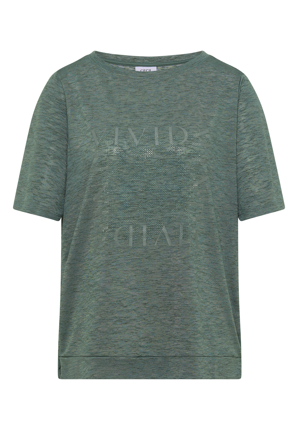 T-Shirt in Leinen-Optik mit Print