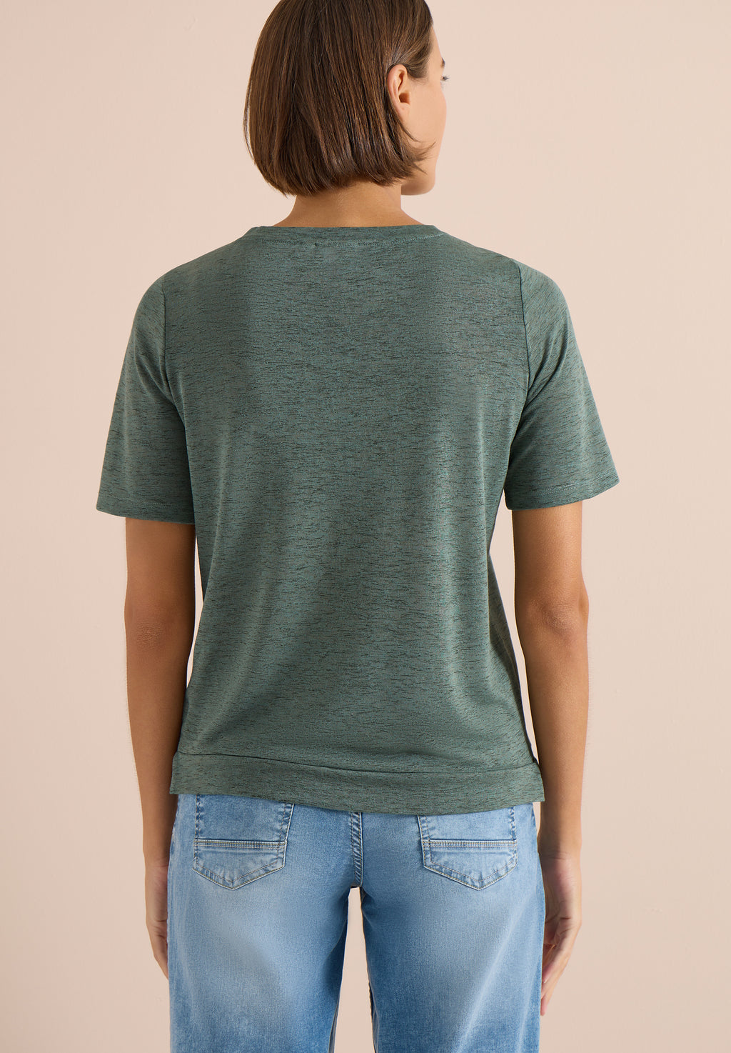 T-Shirt in Leinen-Optik mit Print