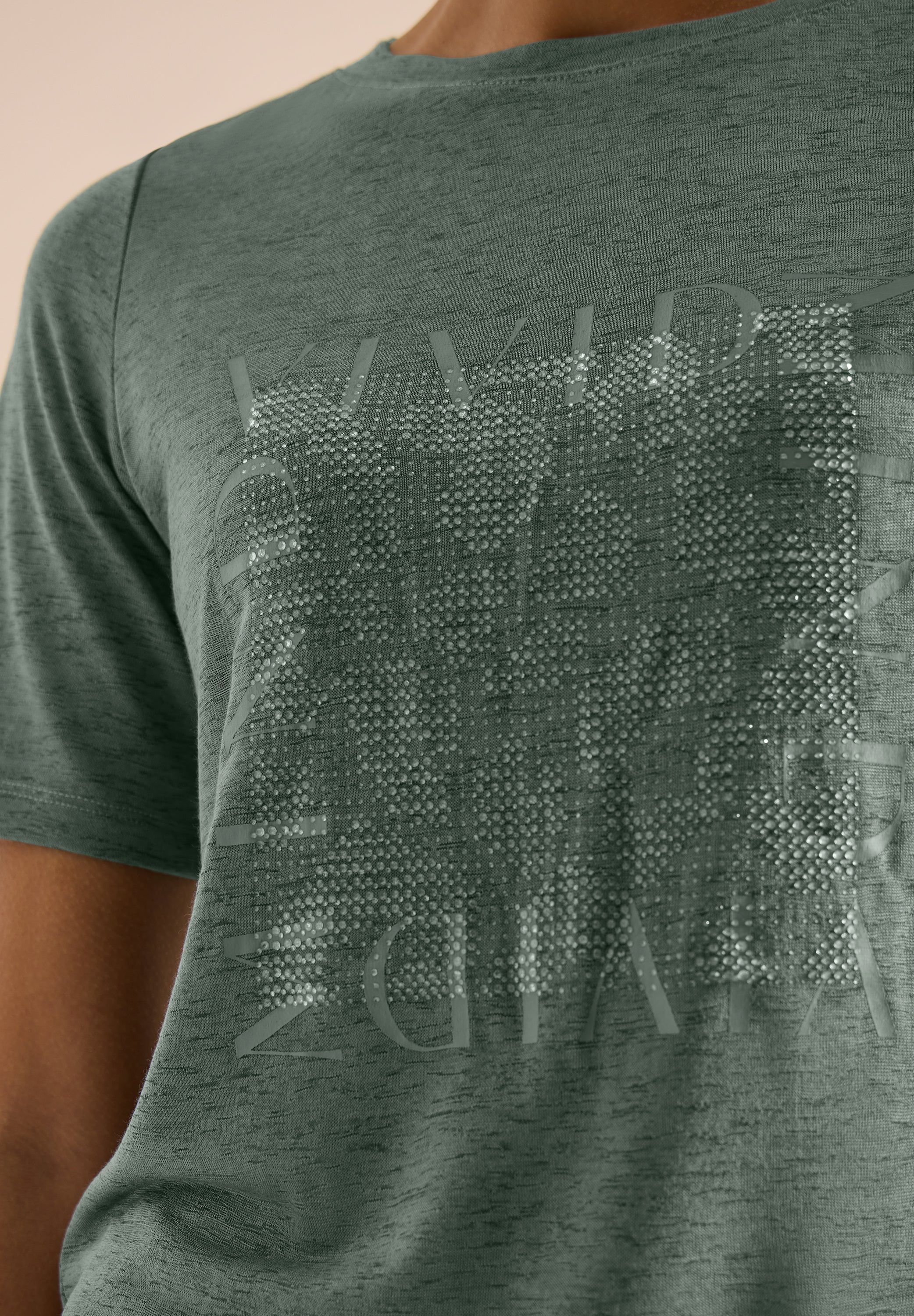 T-Shirt in Leinen-Optik mit Print