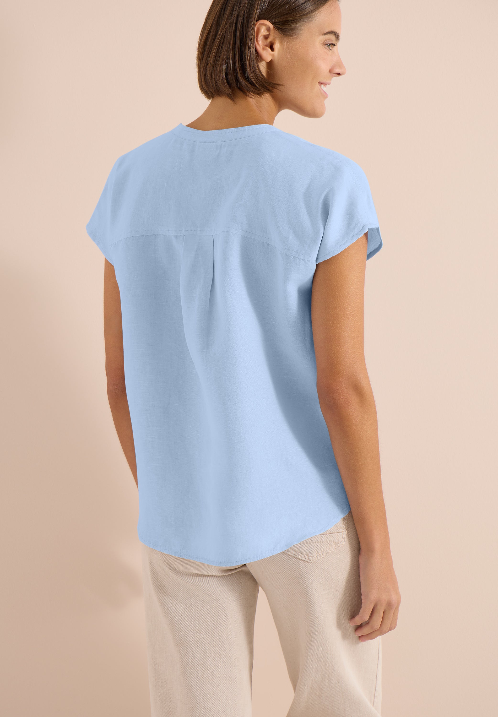 Dropped Shoulder Bluse aus Leinenmix