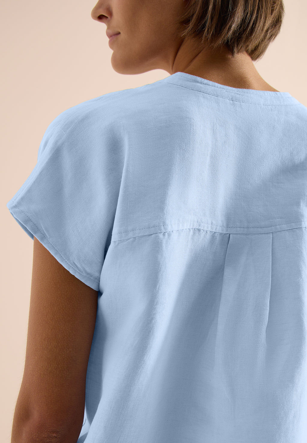 Dropped Shoulder Bluse aus Leinenmix