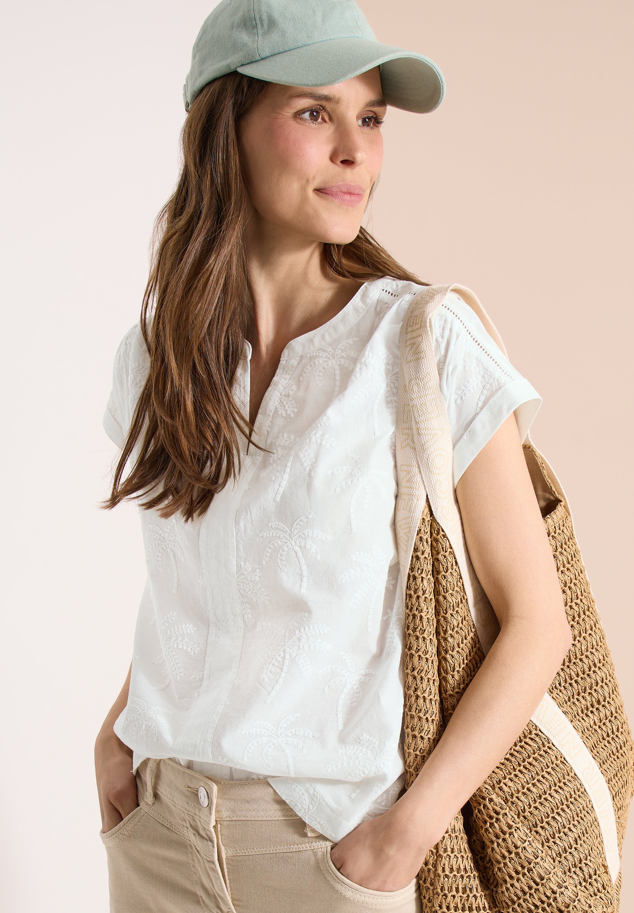 Dropped Shoulder Bluse mit Embroidery