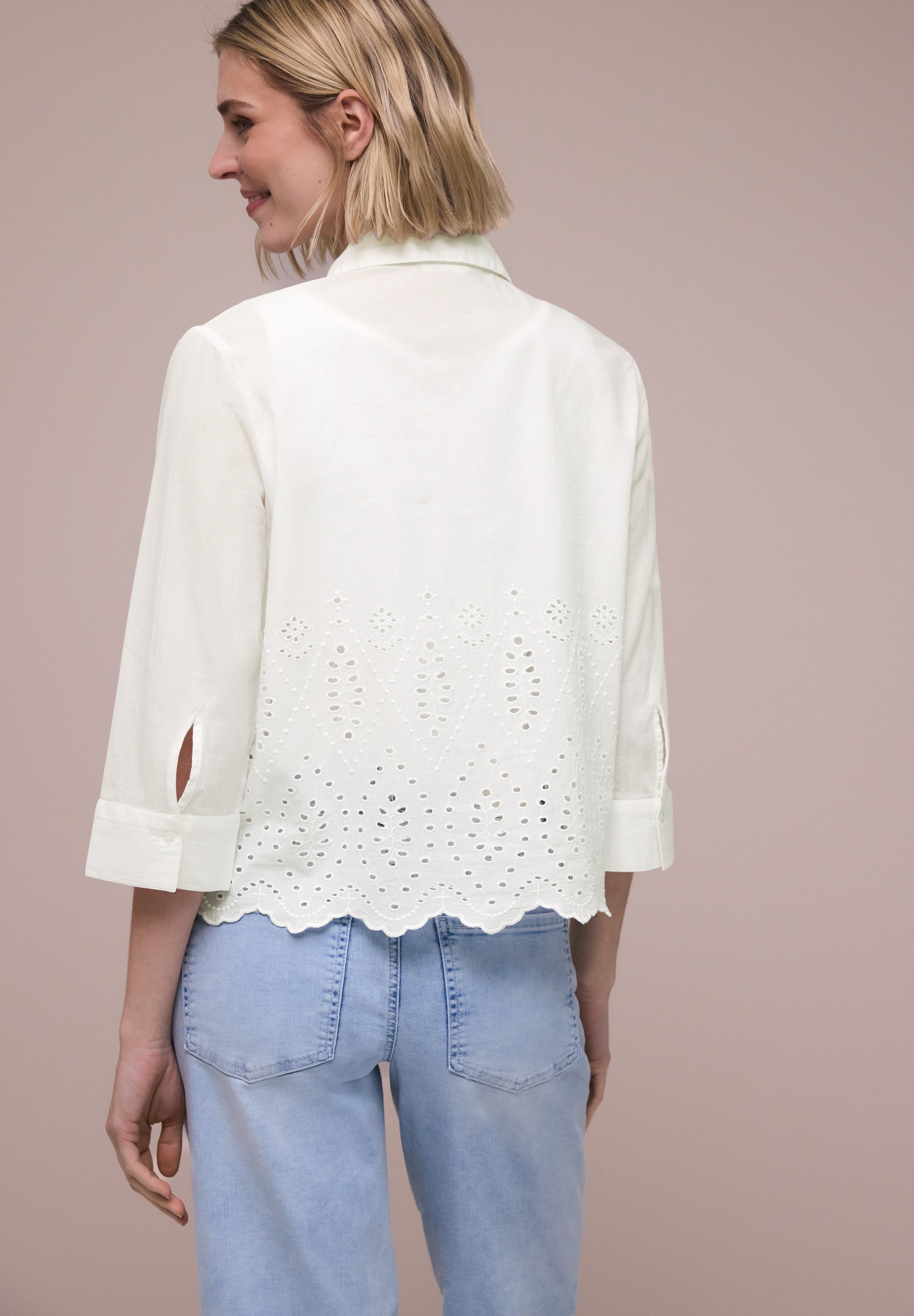 3/4-Arm Bluse mit Shiffleydetails