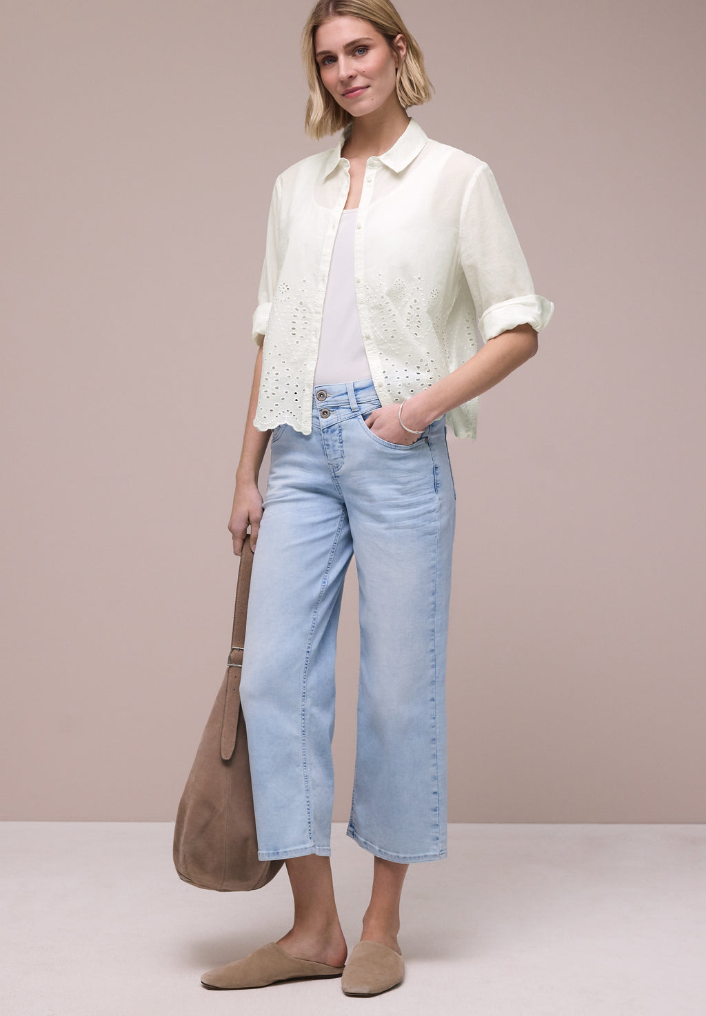 3/4-Arm Bluse mit Shiffleydetails