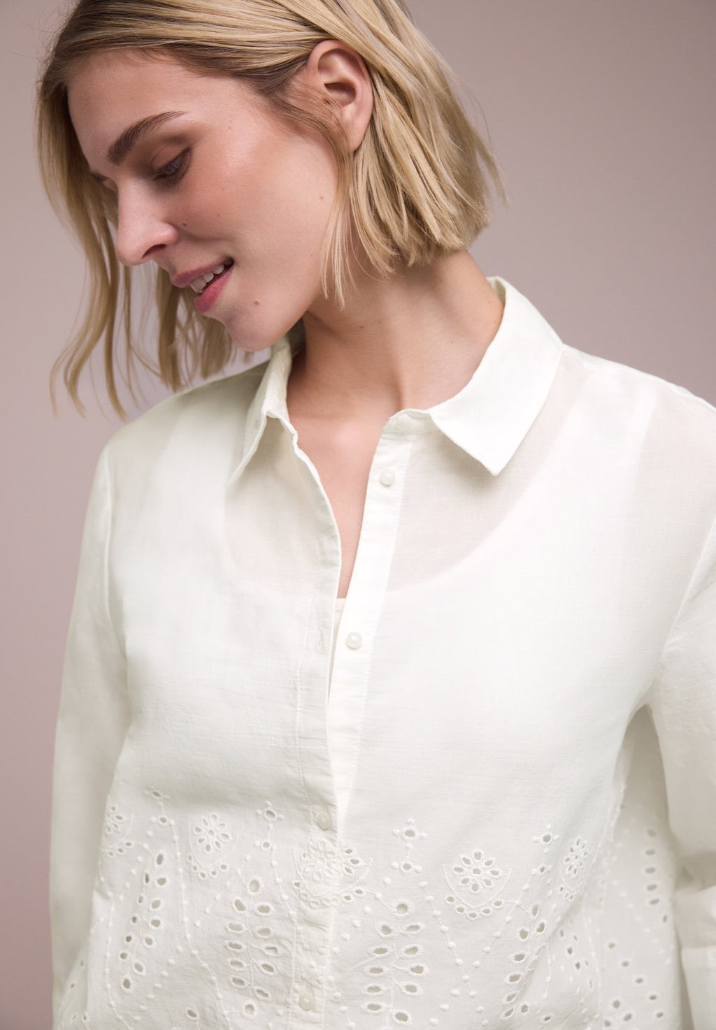 3/4-Arm Bluse mit Shiffleydetails