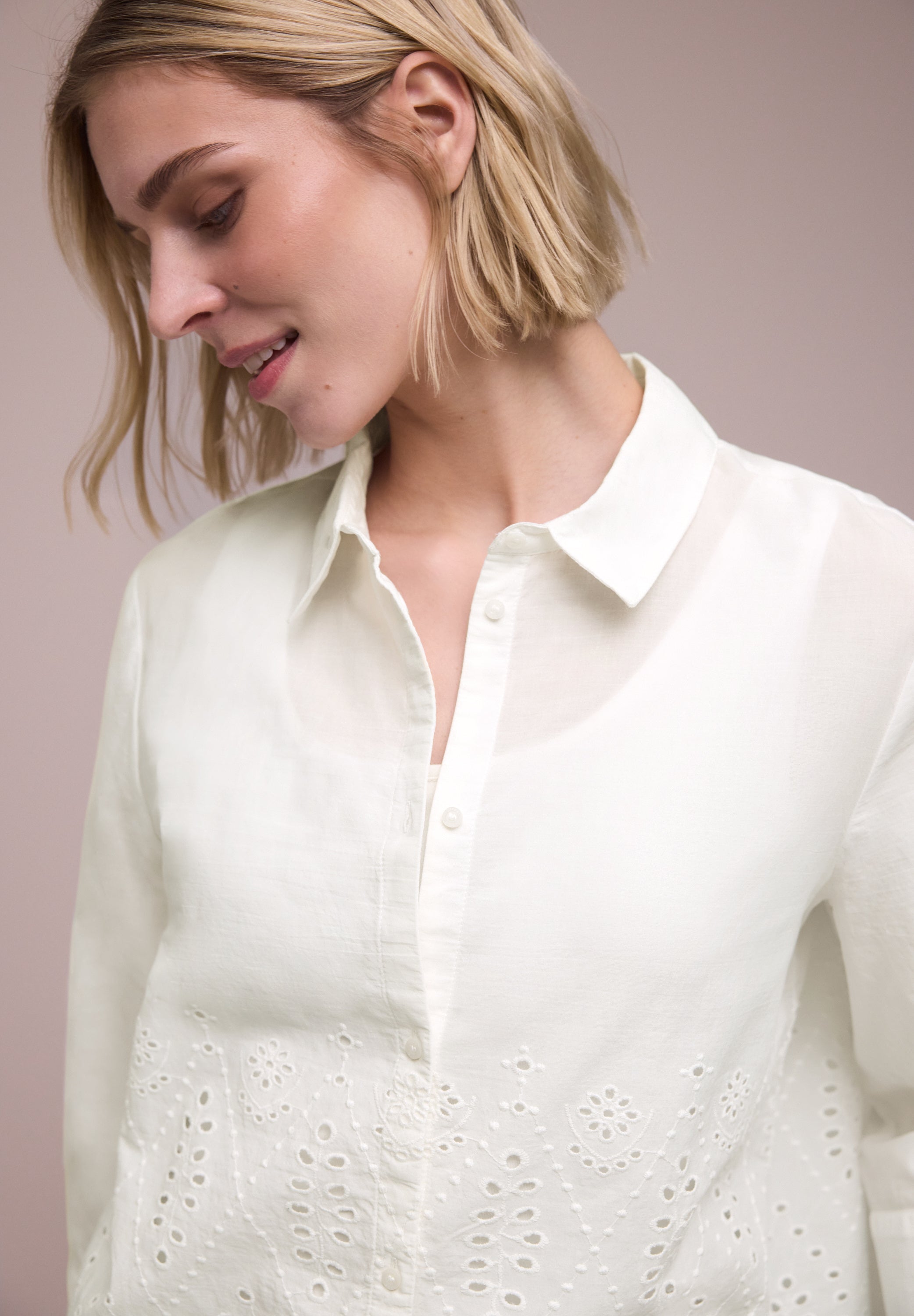 3/4-Arm Bluse mit Shiffleydetails
