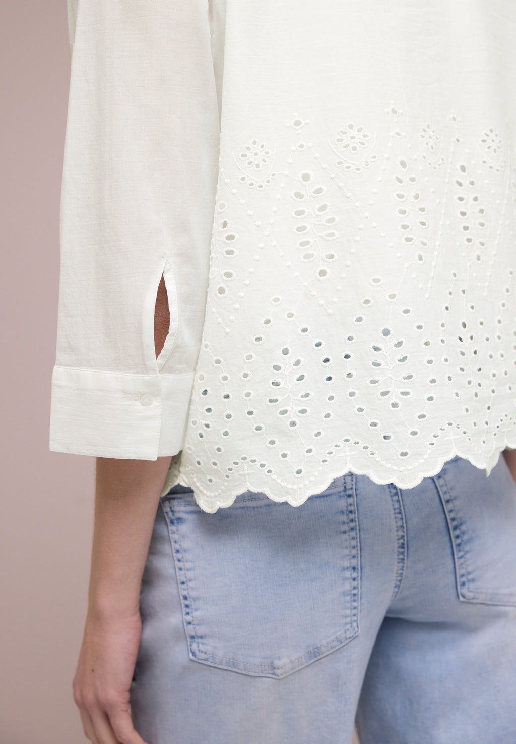 3/4-Arm Bluse mit Shiffleydetails