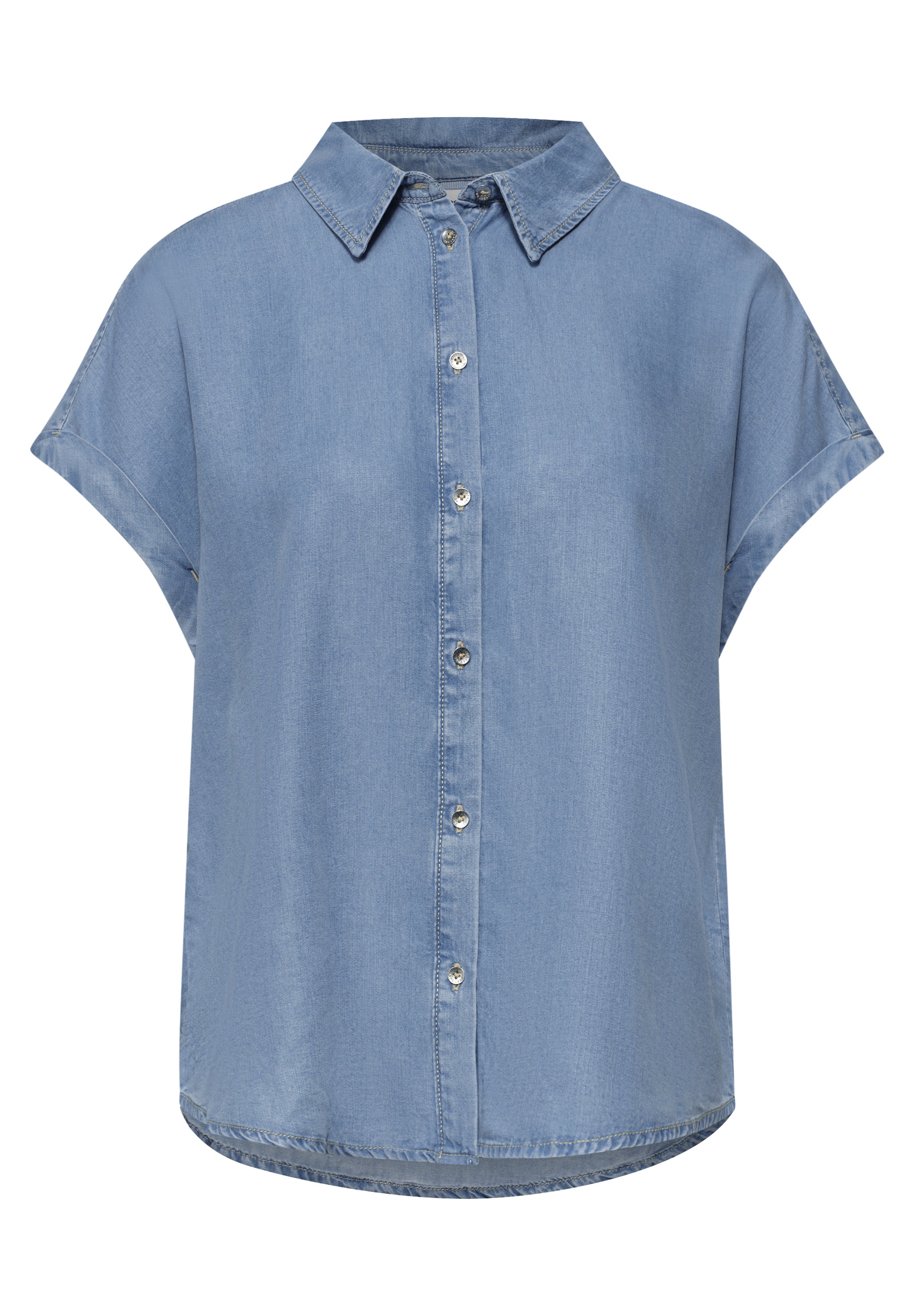 Dropped Shoulder Hemdbluse im Denim-Look