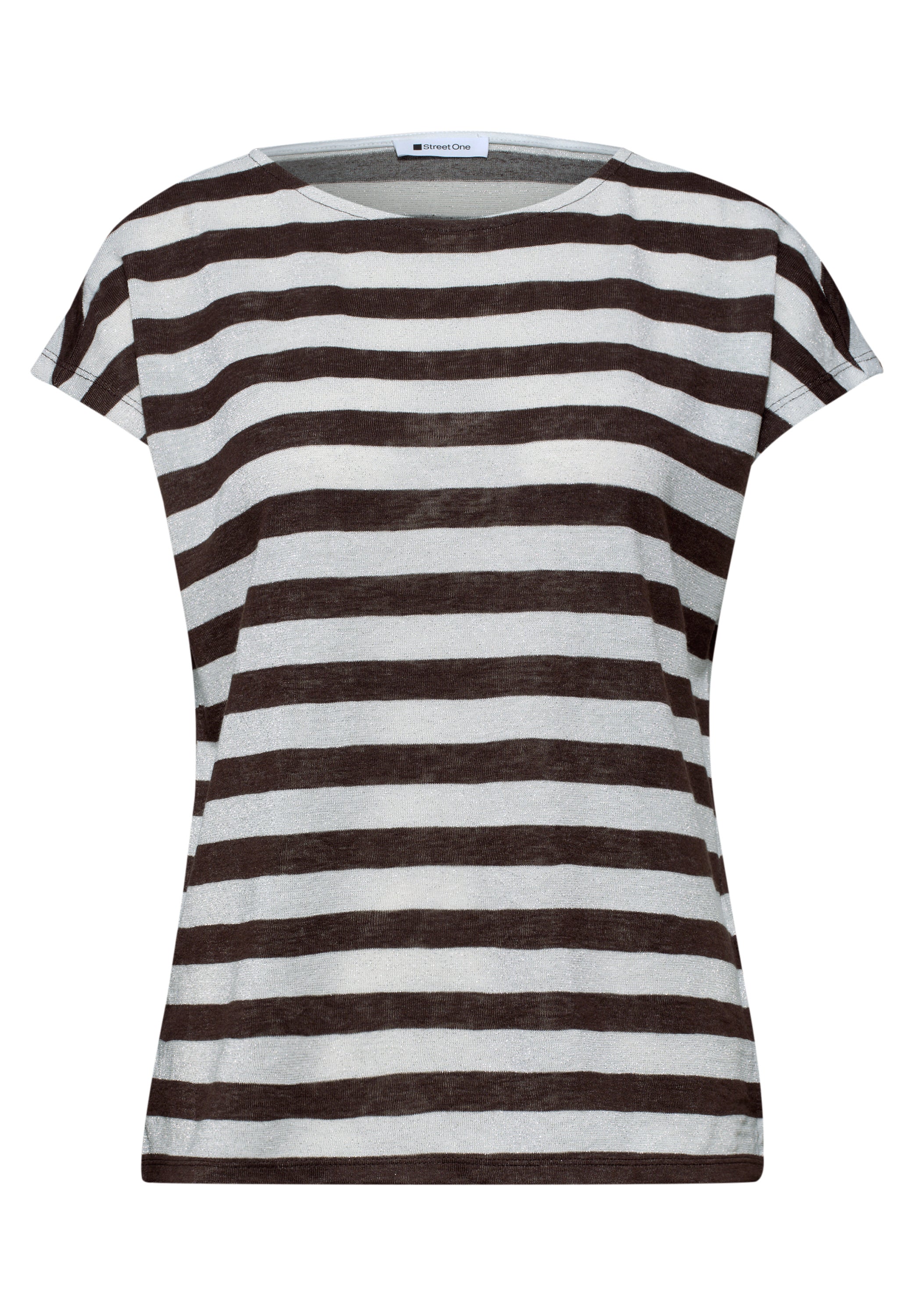Dropped Shoulder Shirt mit Streifen und Glitzer