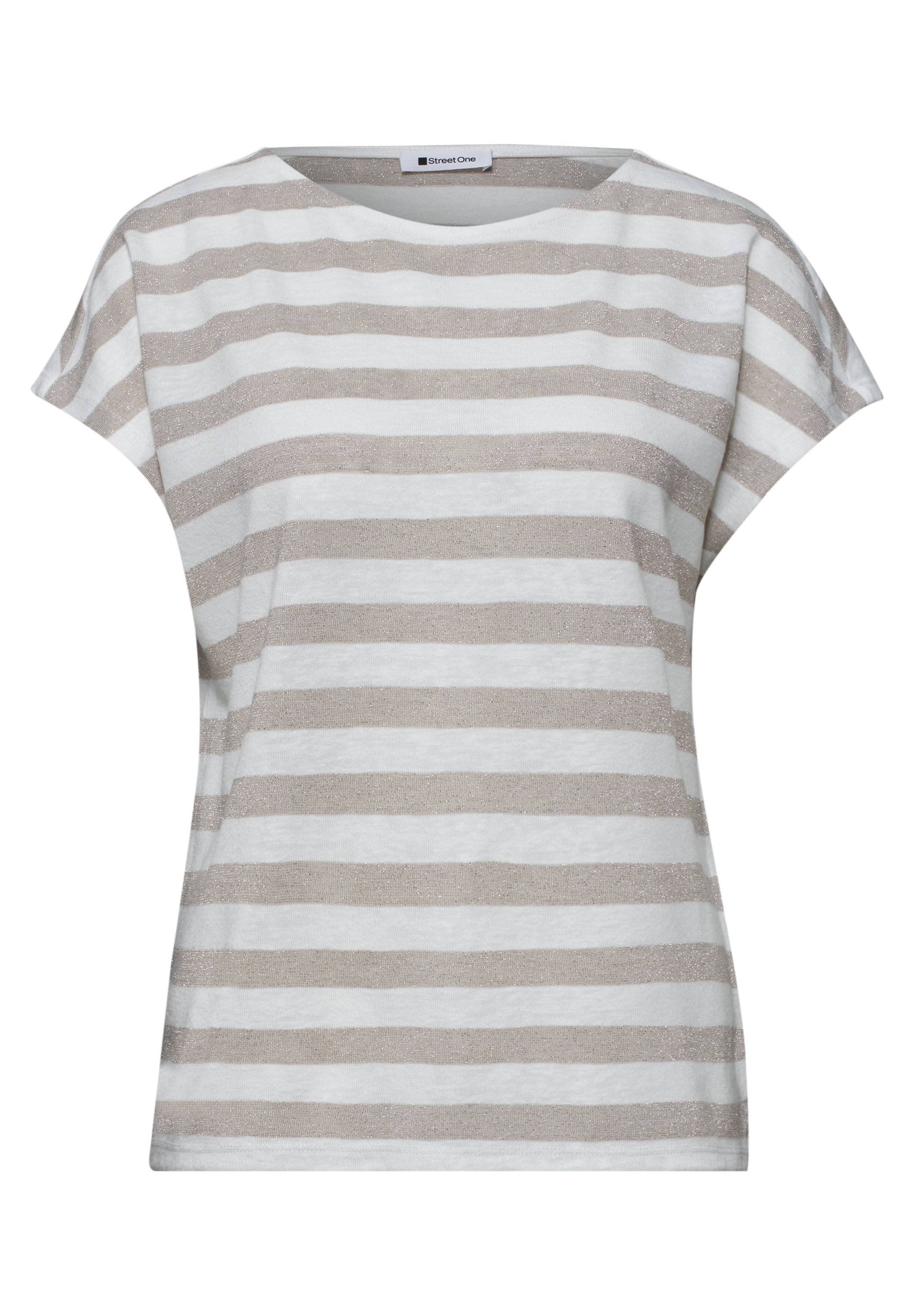 Dropped Shoulder Shirt mit Streifen und Glitzer