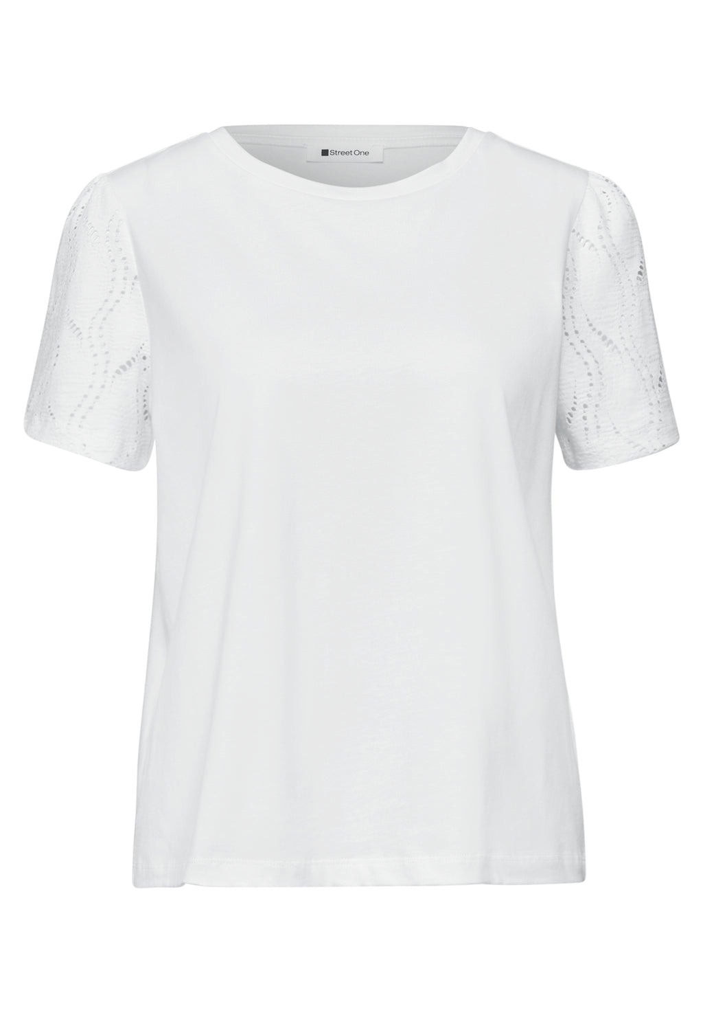 T-Shirt mit Rundhals und Spitzenärmeln