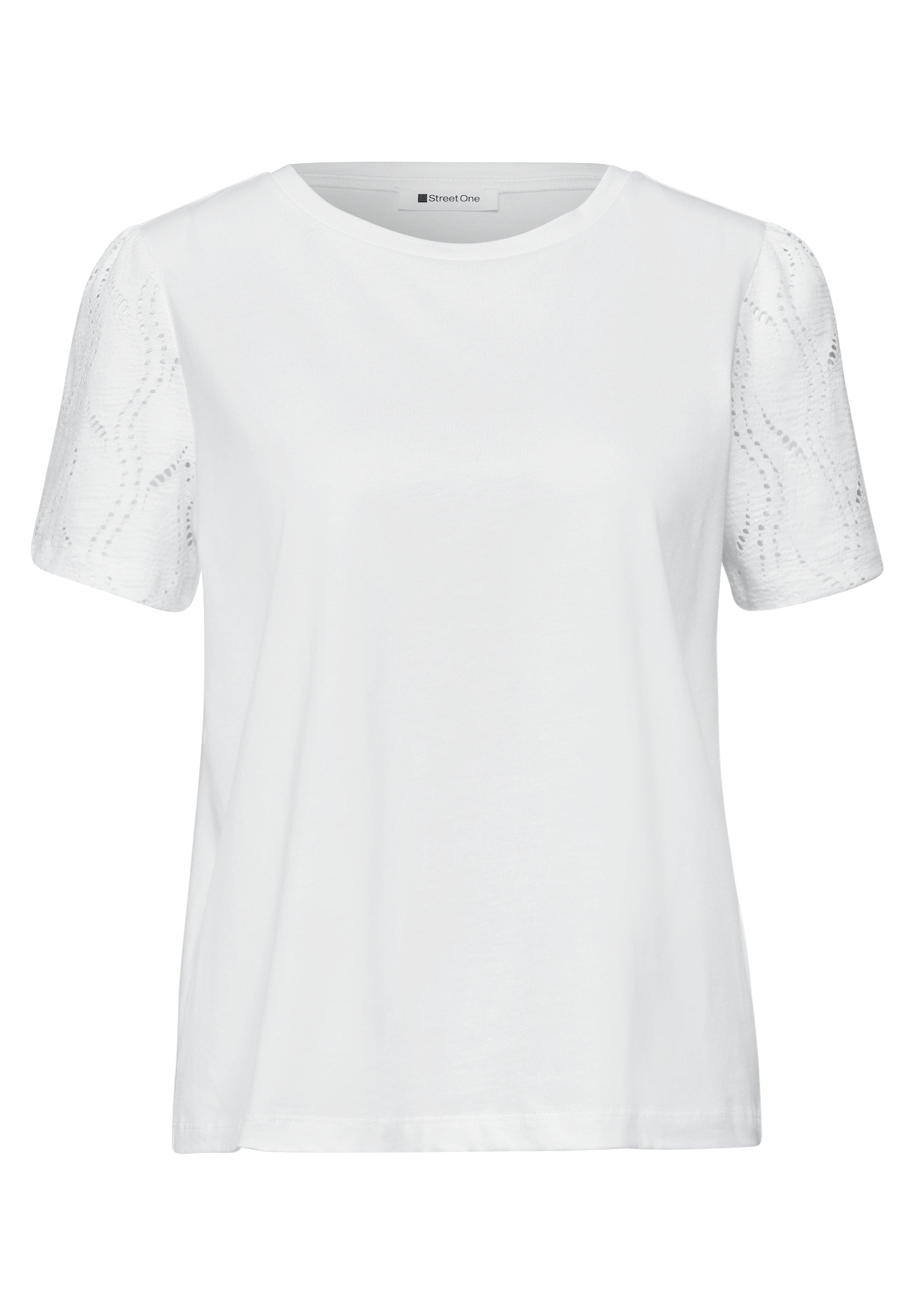T-Shirt mit Rundhals und Spitzenärmeln