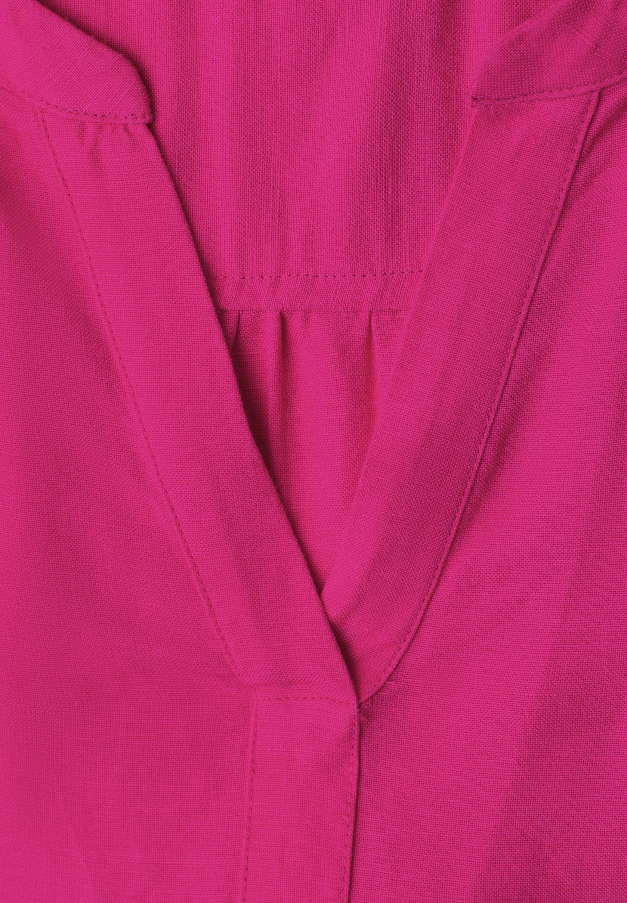 3/4-Arm Bluse aus Leinenmix mit Split Neck