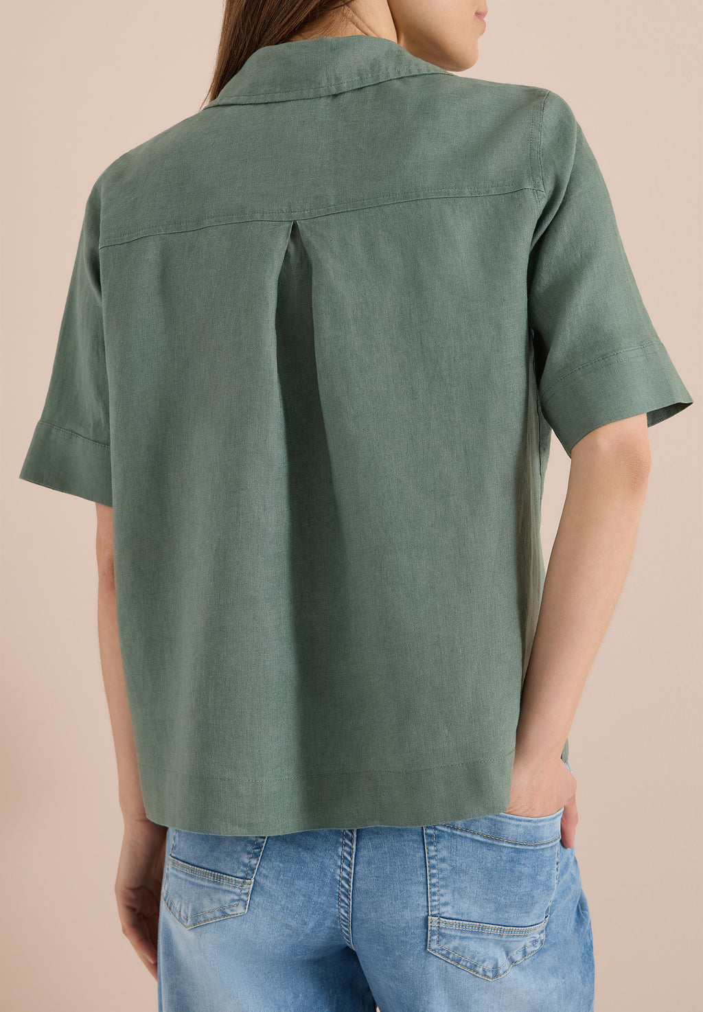 Kurzarm Hemdbluse aus reinem Leinen