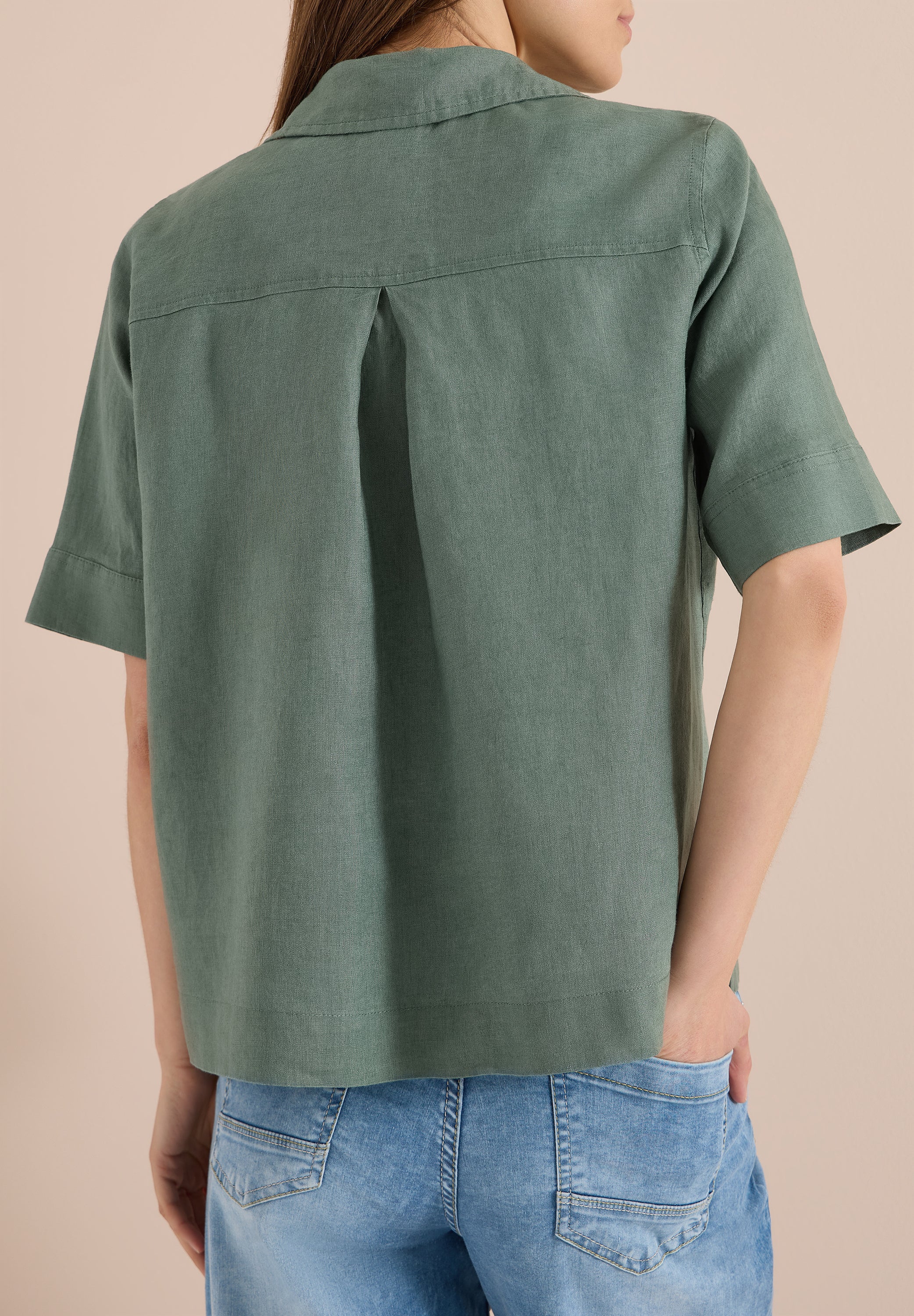 Kurzarm Hemdbluse aus reinem Leinen