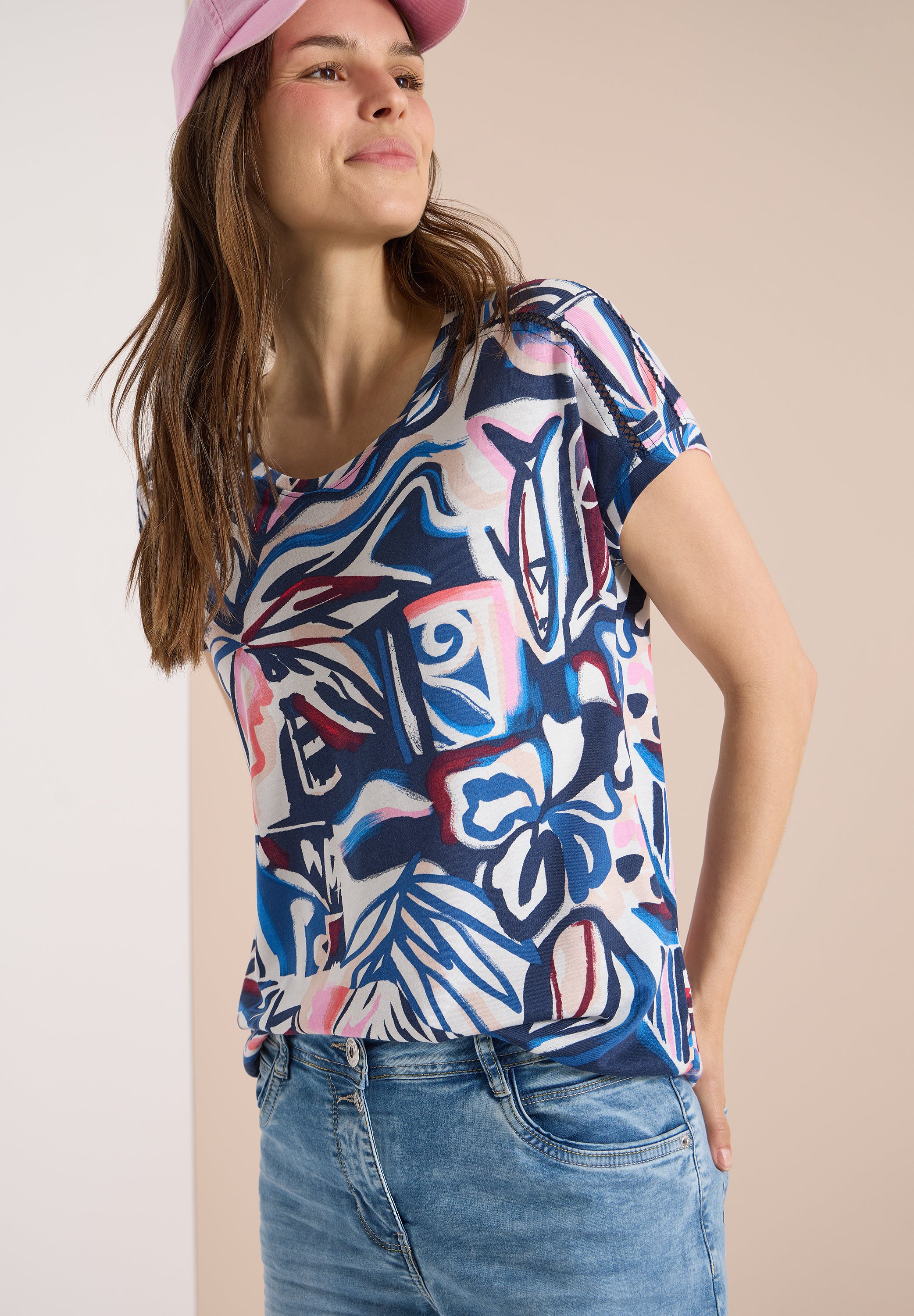 Kurzarm Shirt mit Spitzendetail
