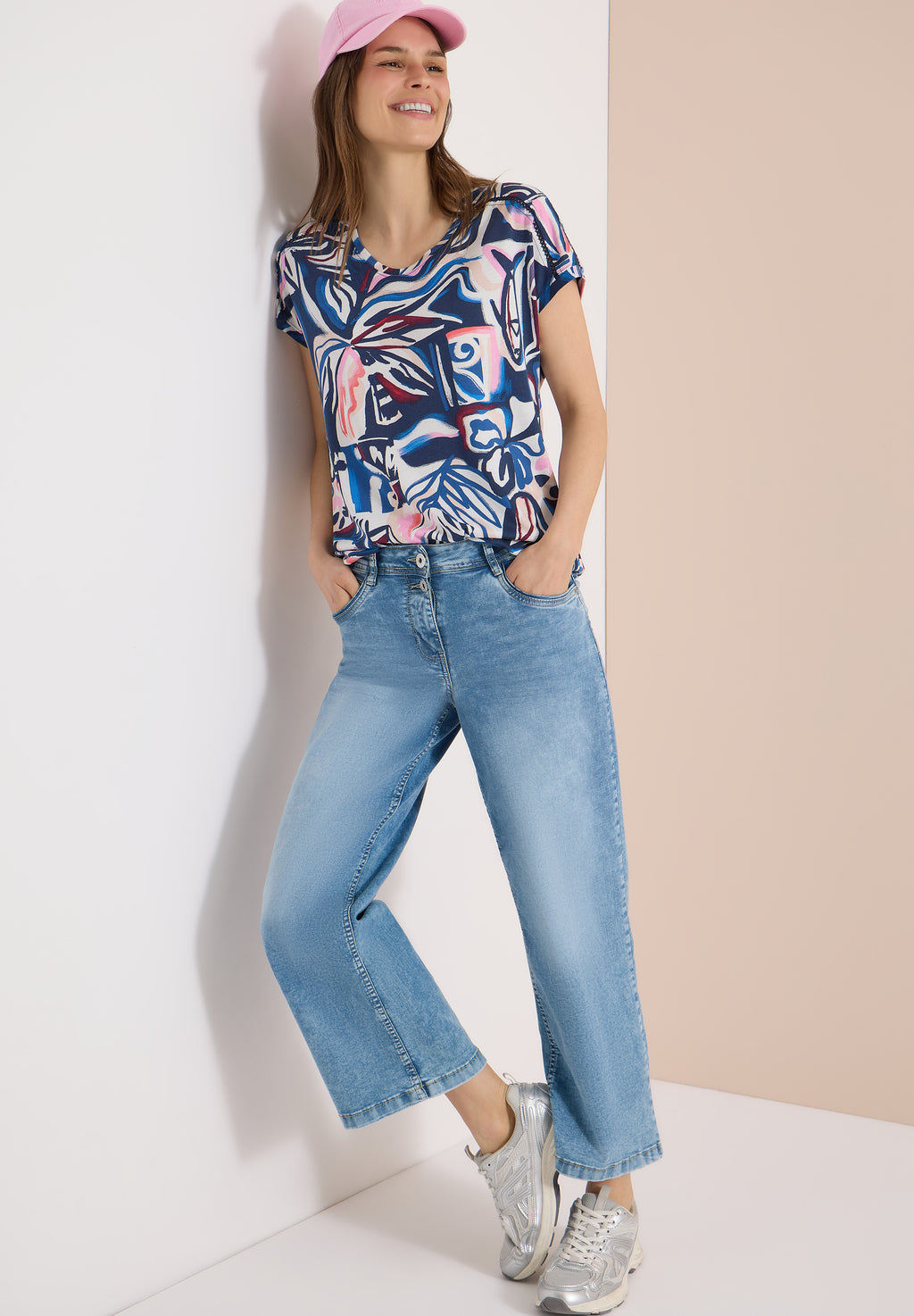 Kurzarm Shirt mit Spitzendetail