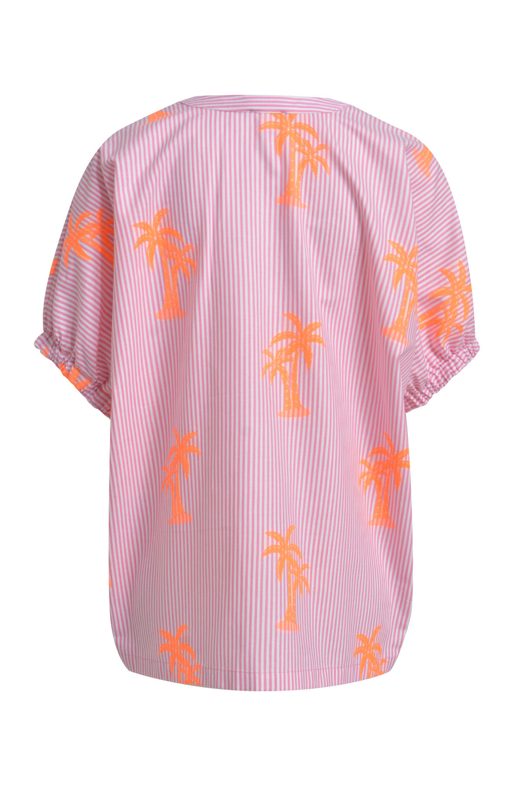 oversized blouse w neckpanel, placket + elastic cuffs
