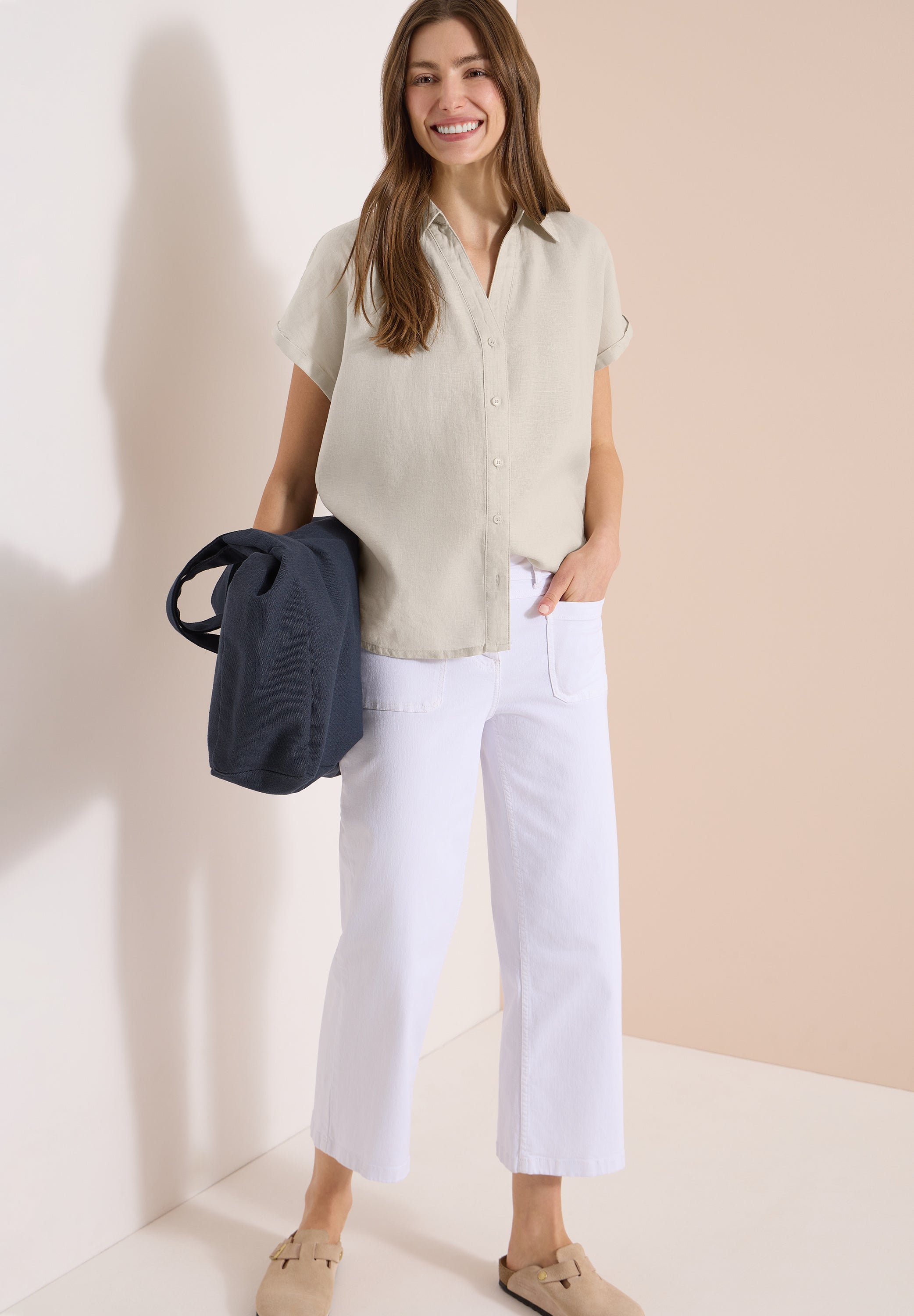 Dropped Shoulder Bluse aus Leinen
