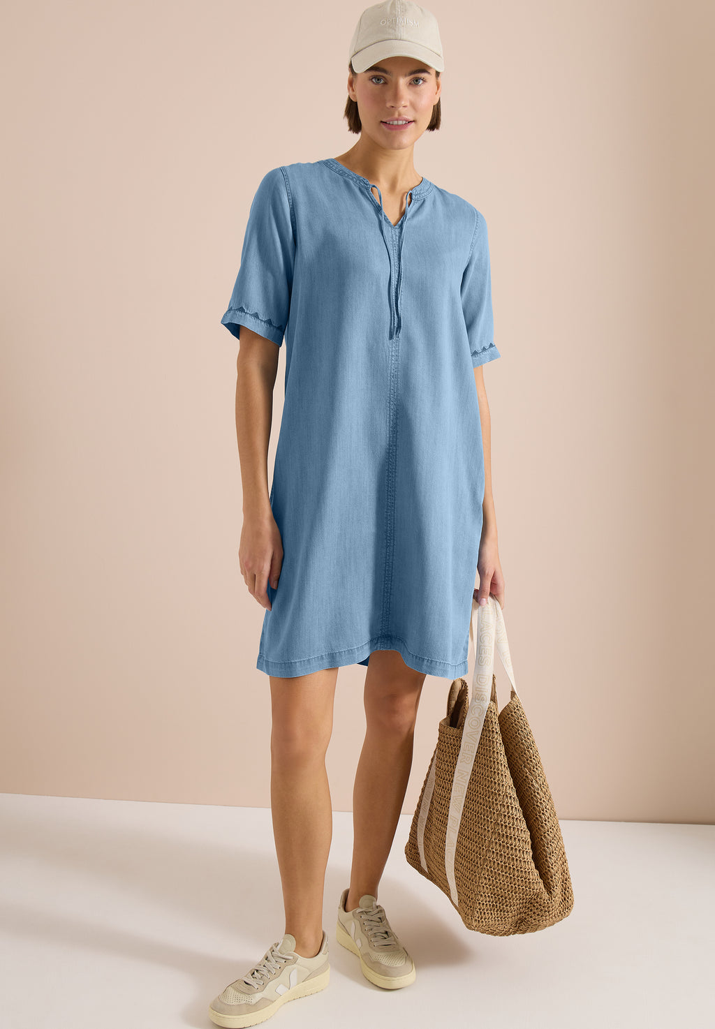 Knielanges Kleid im Denim-Look