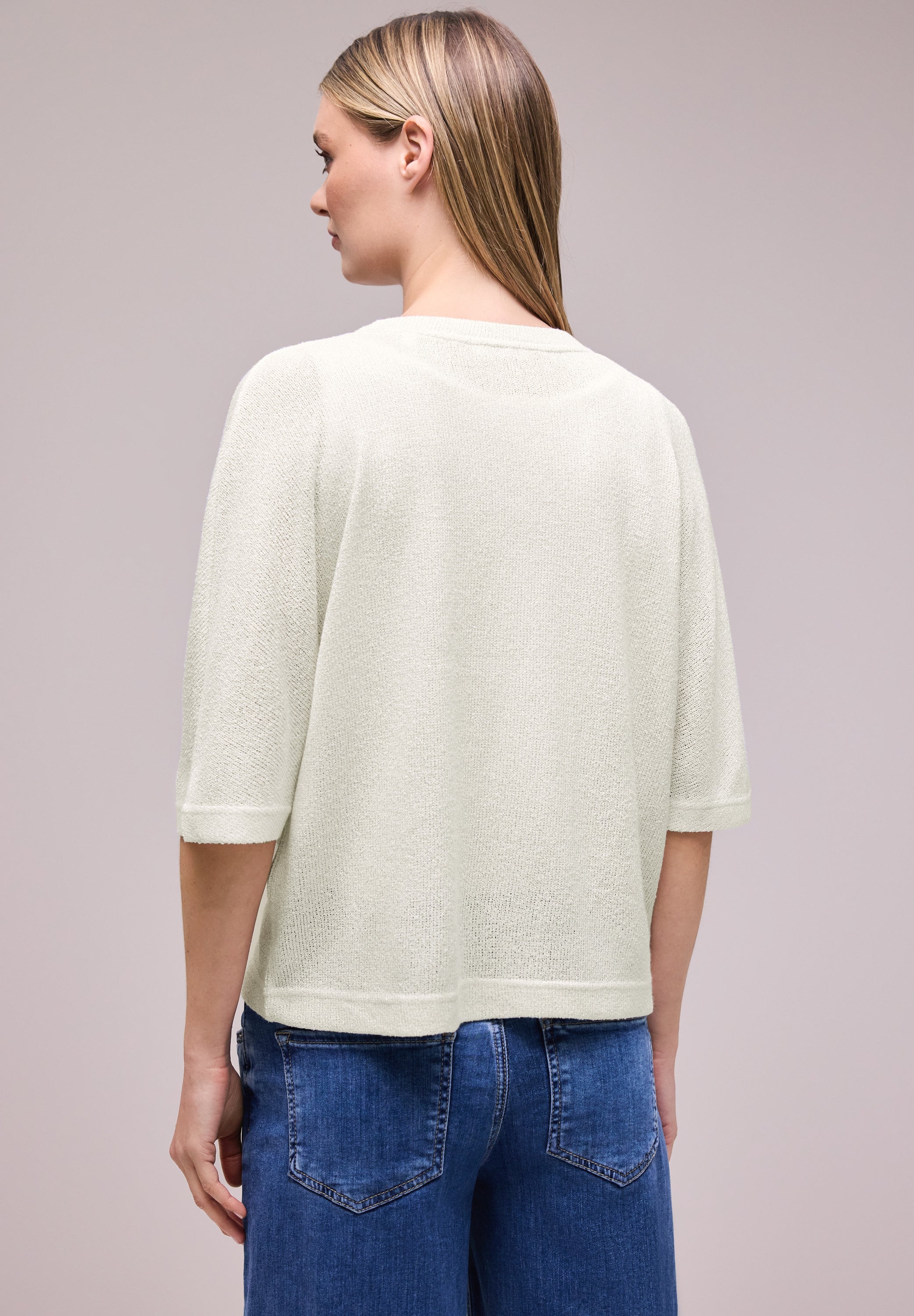 Kurzarm Jacke im Strick-Look mit Glitzer