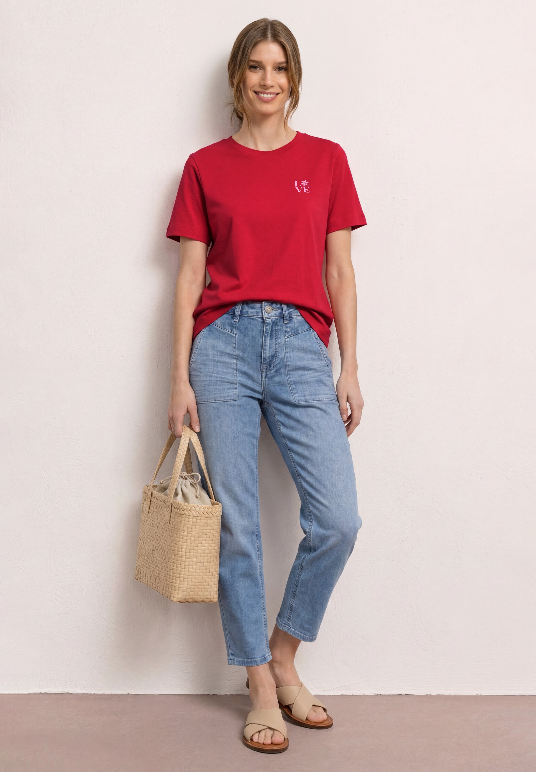 T-Shirt mit Rundhals und Printdetail