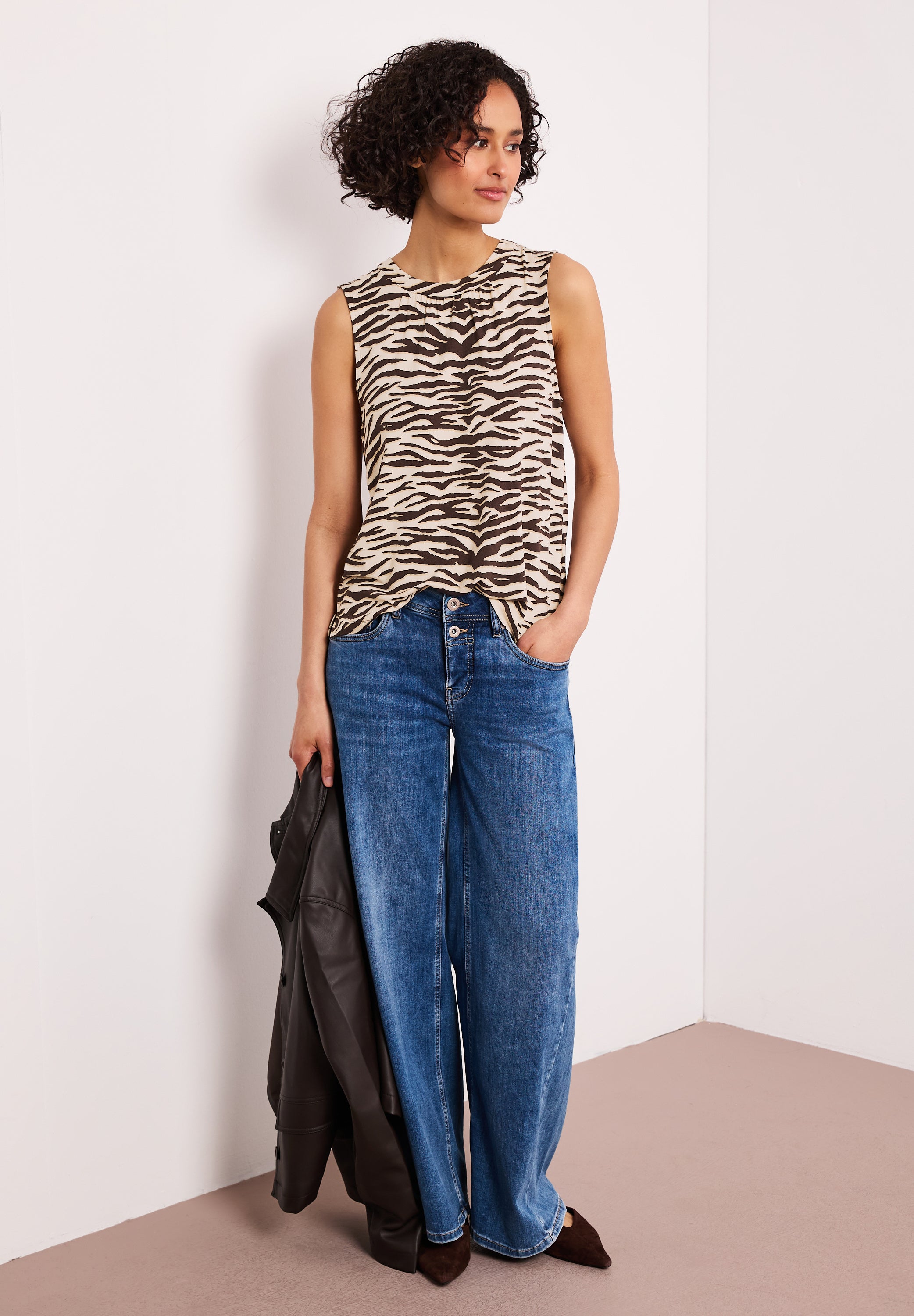 Top mit Rundhals und Zebra-Print