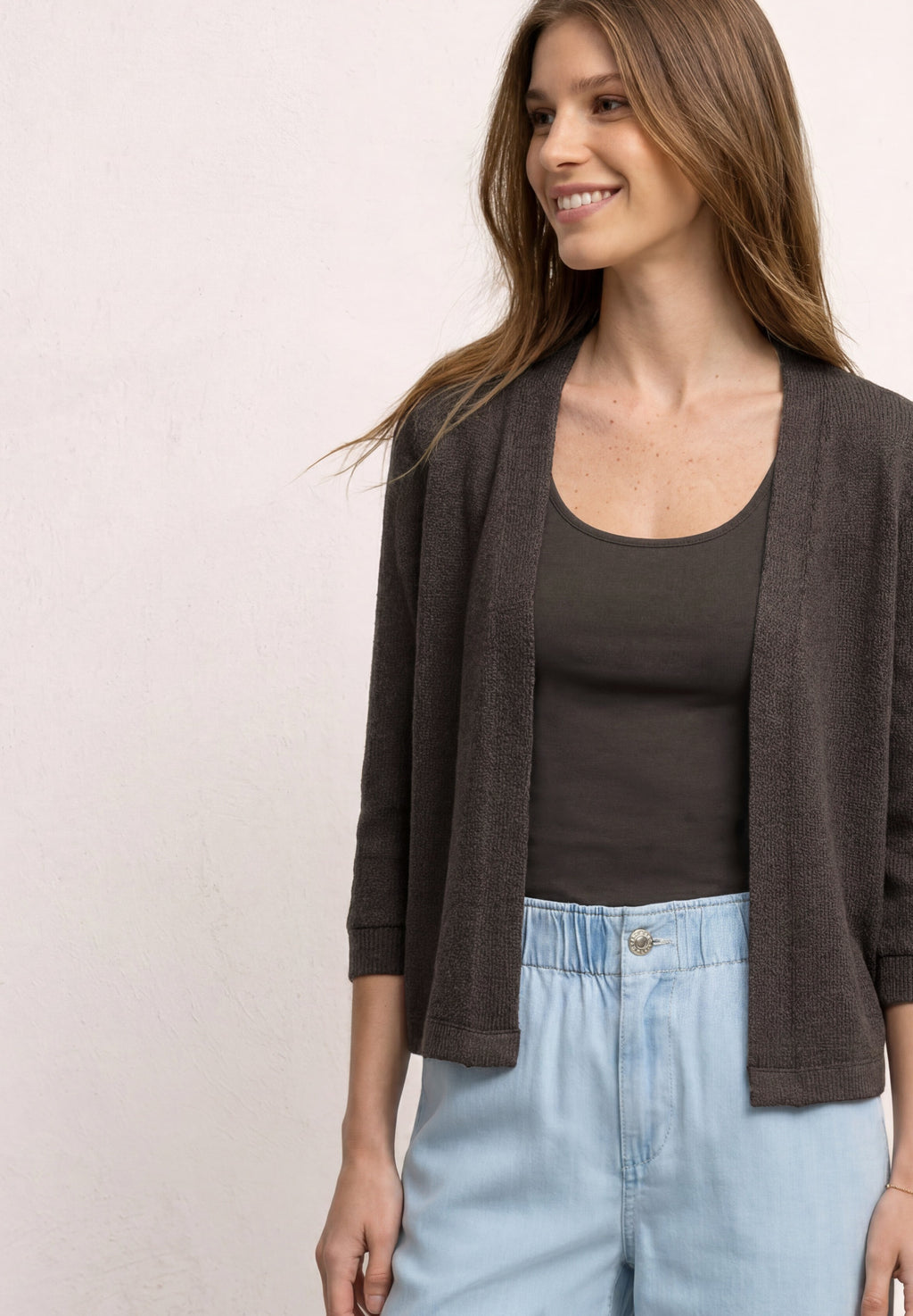 Langarm Jacke im Strick-Look