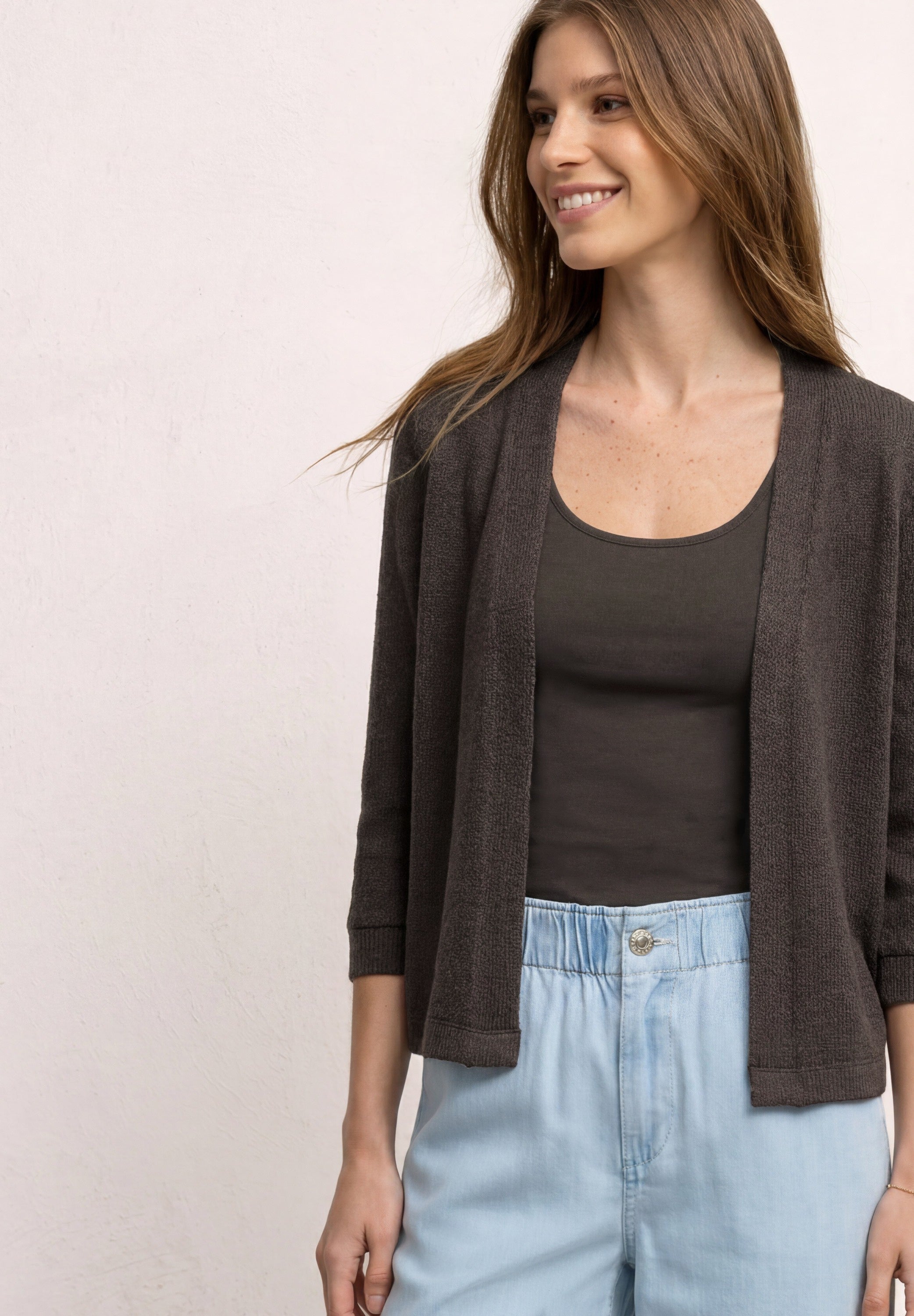Langarm Jacke im Strick-Look