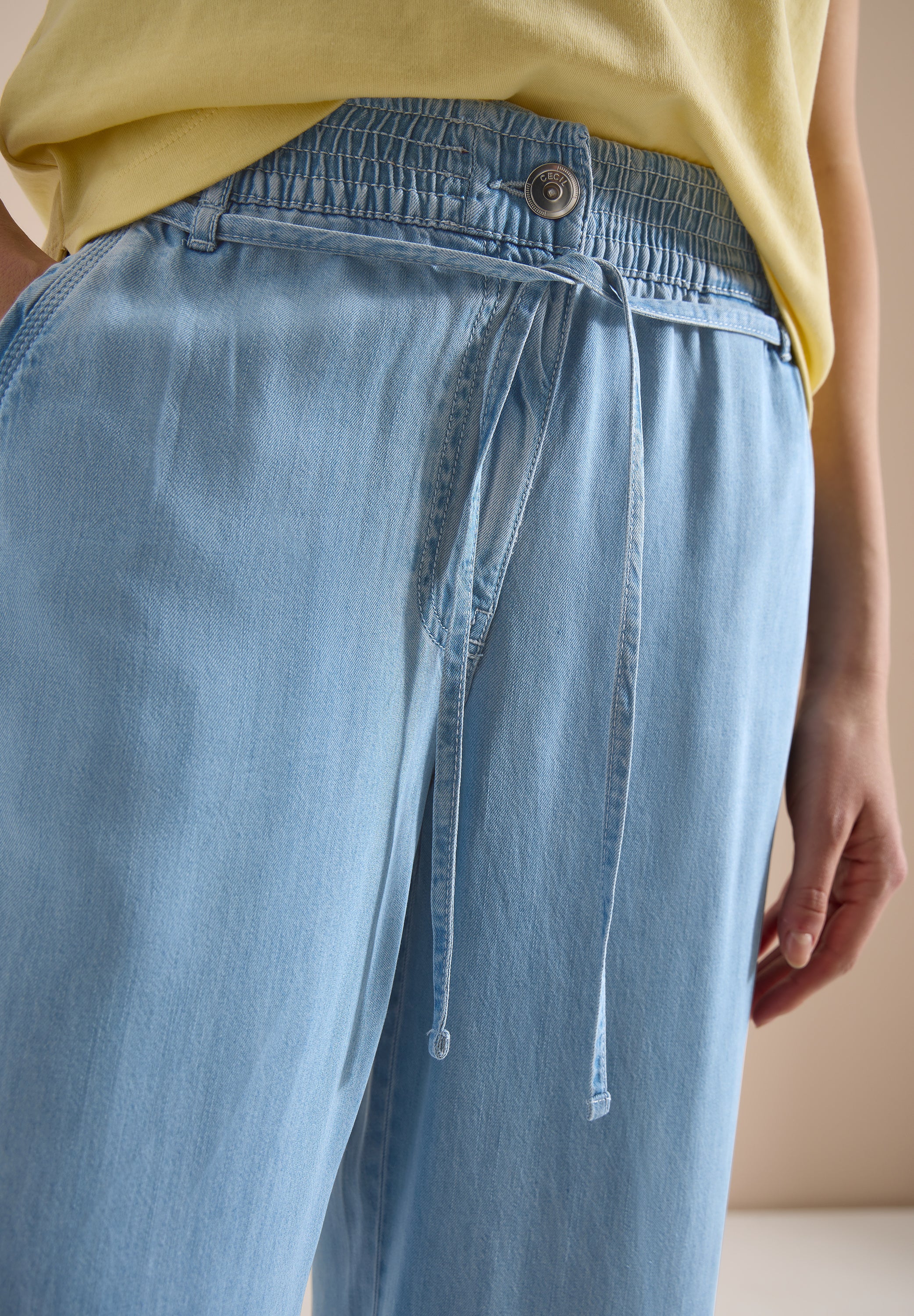High Waist Wide Leg Hose im Washed-Look