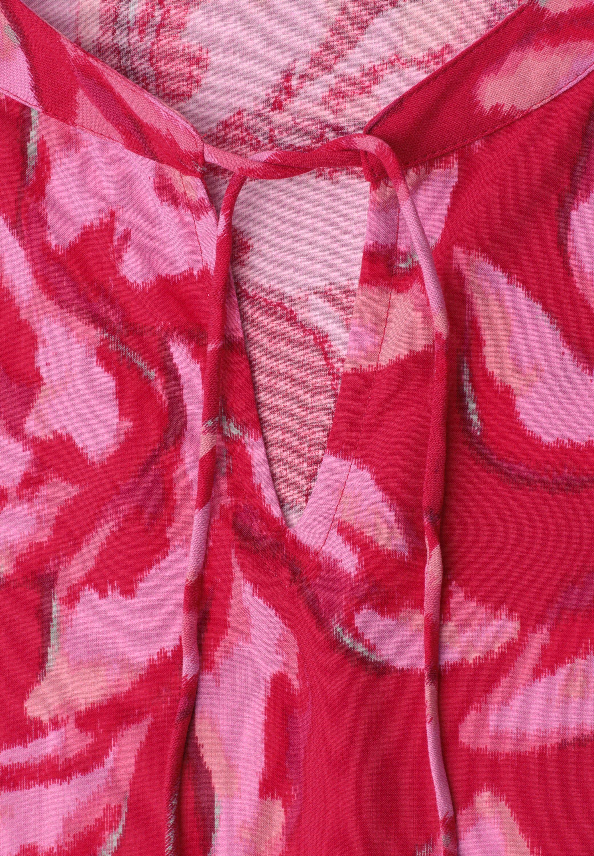 Blusenshirt mit Split Neck und Smokdetail