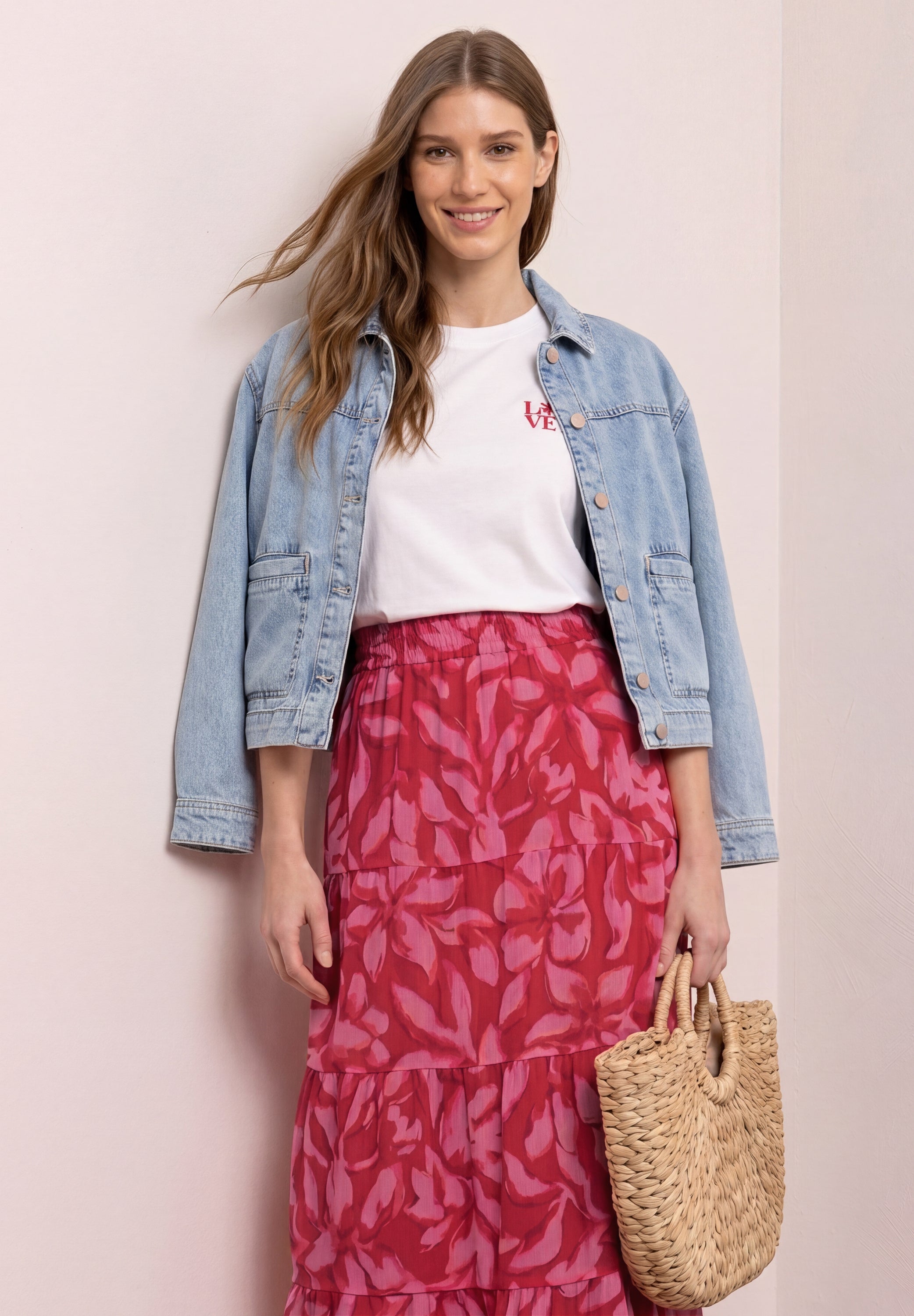 Maxi-Rock aus Chiffon mit Print