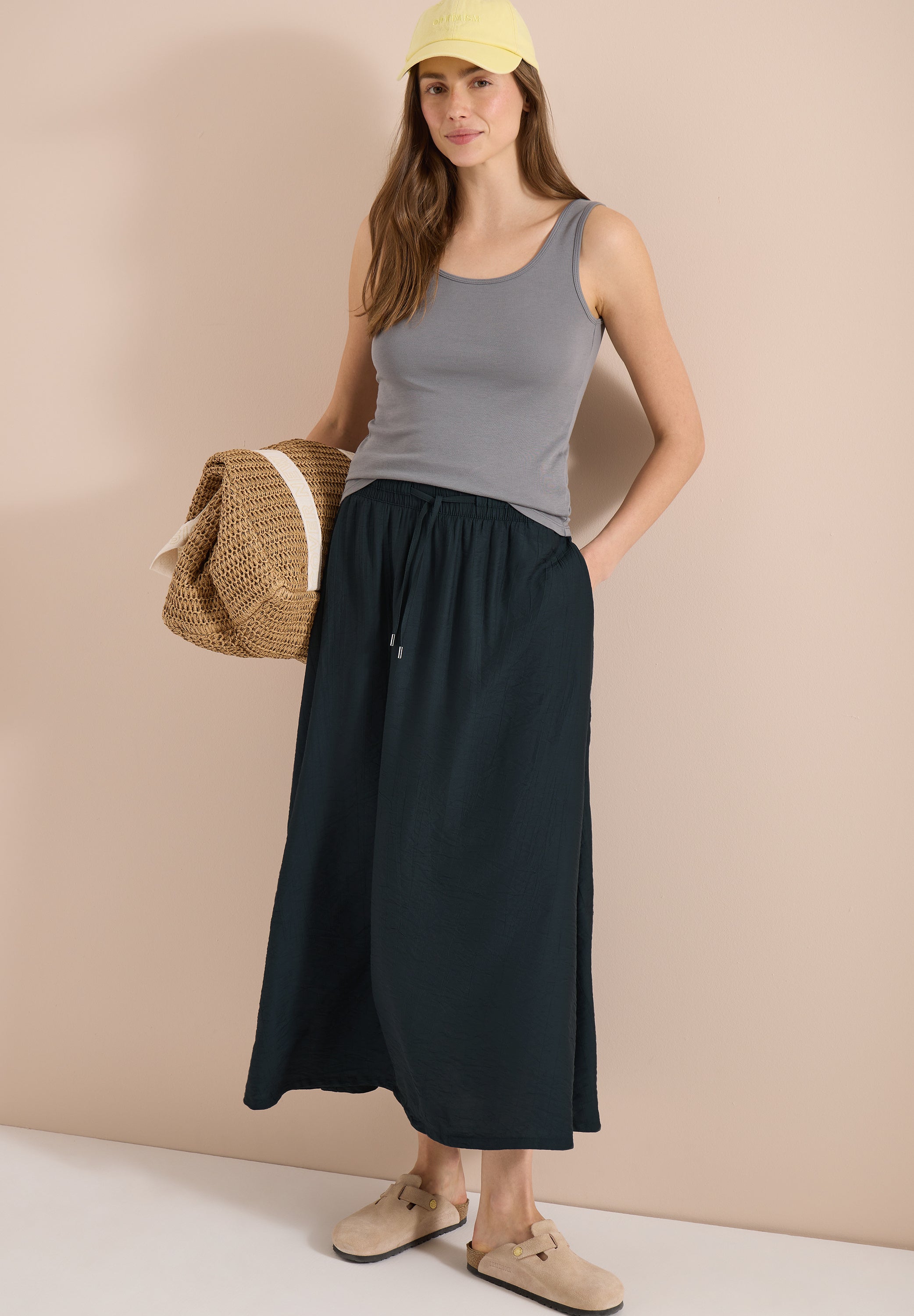 Maxi-Rock mit Taschen und Struktur