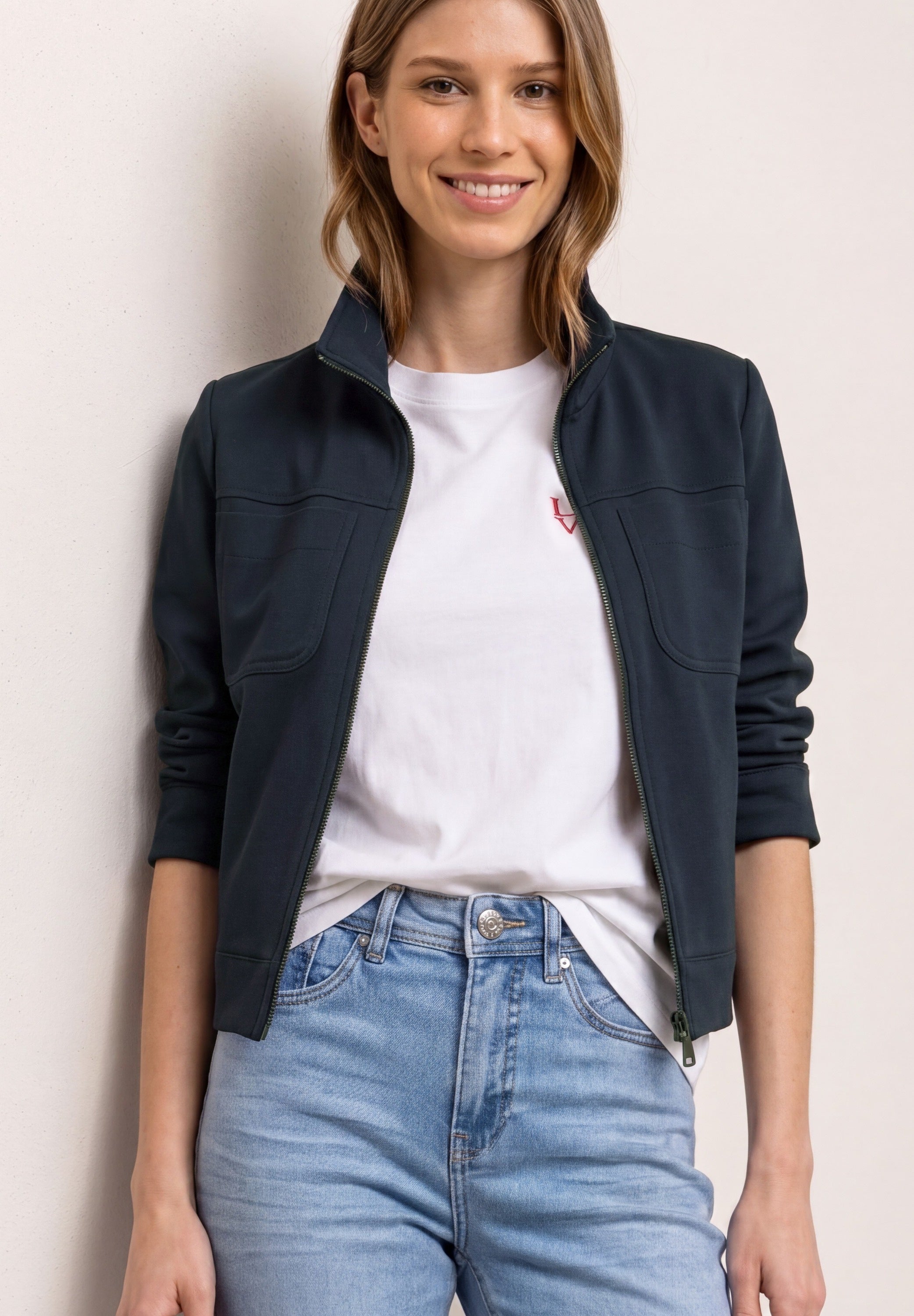 Jacke mit Zipper und Brusttaschen