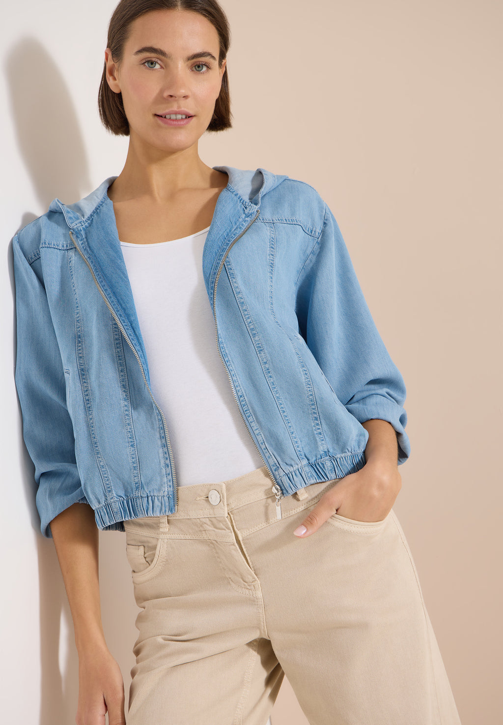 Blouson im Denim-Look mit Zipper