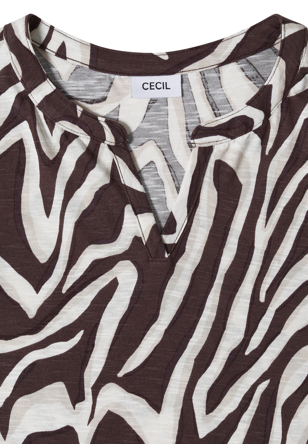T-Shirt mit Split Neck mit Print