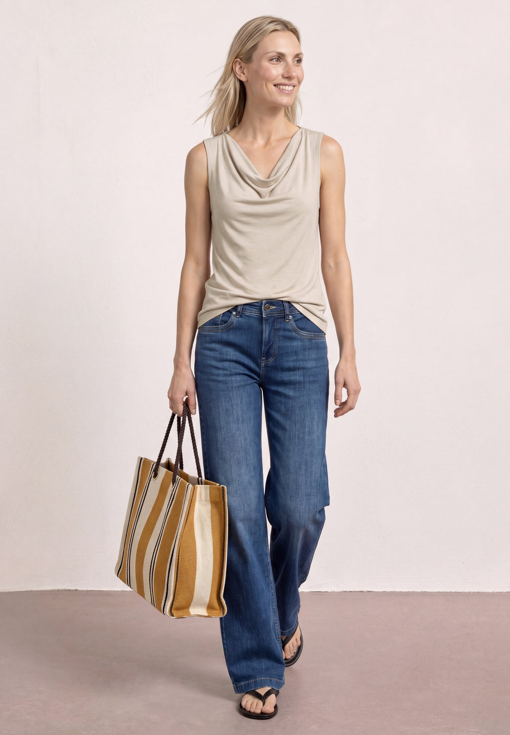 Silk-Look Top mit Wasserfall-Ausschnitt