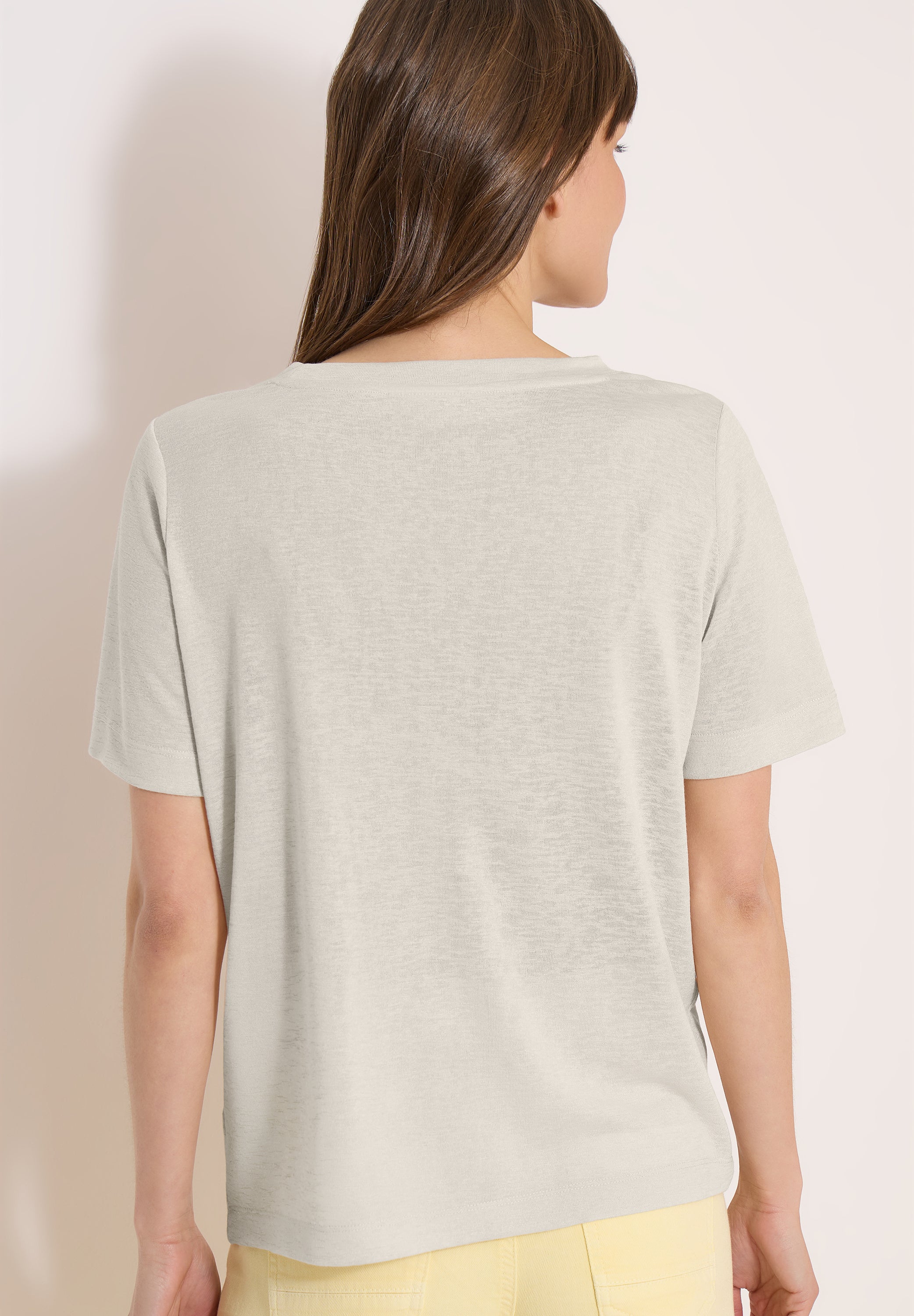 T-Shirt in Leinen-Optik mit Print