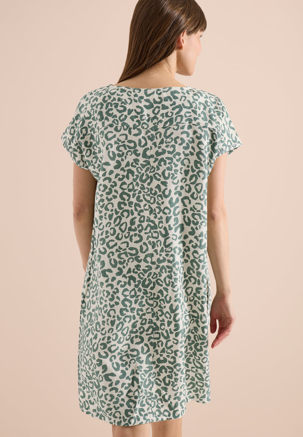 Knielanges Kleid aus Leinenmix mit Print