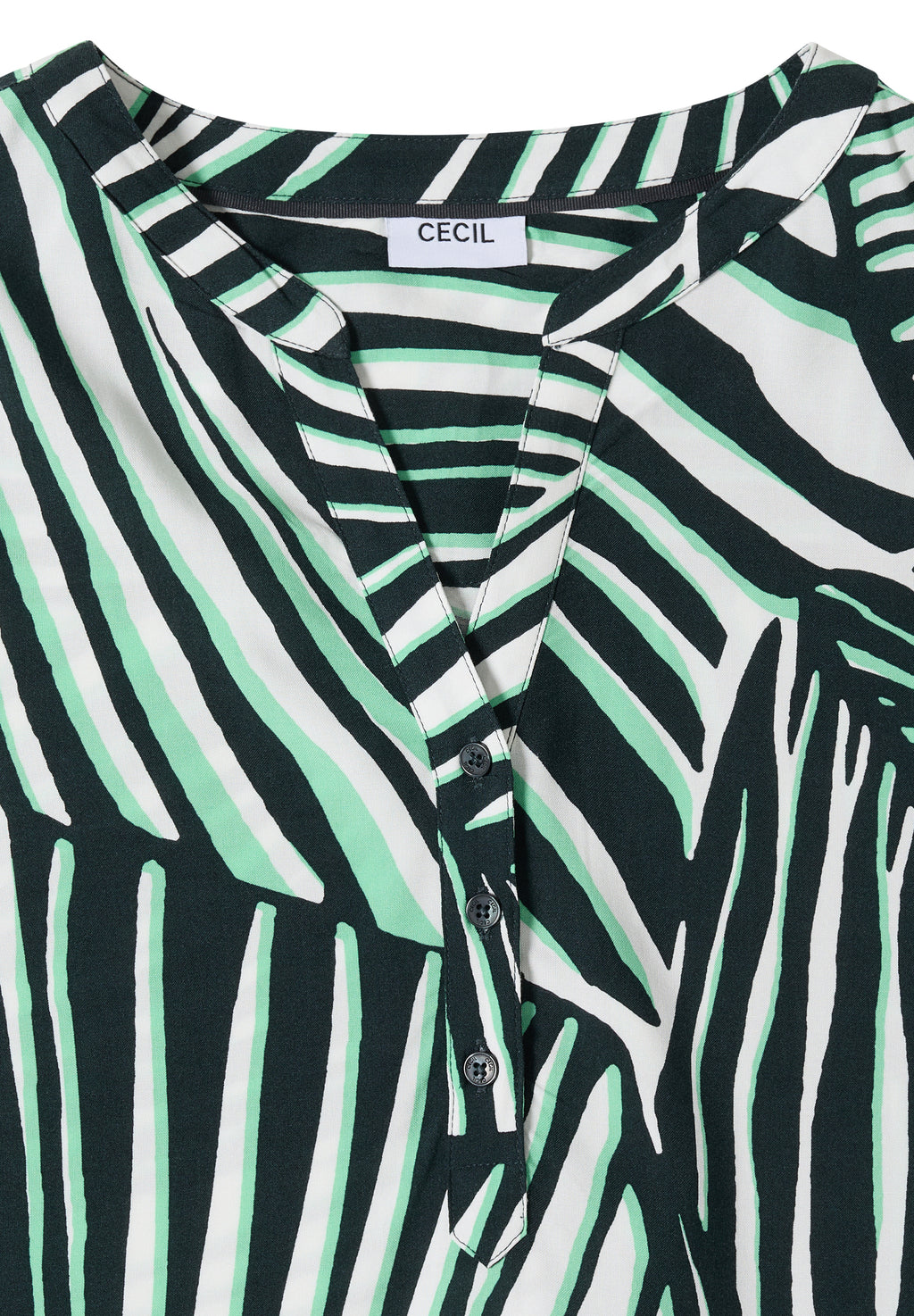 Kurzarm Bluse mit Split Neck und Print