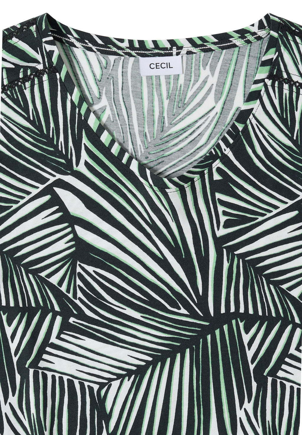 T-Shirt mit V-Neck und Spitzendetail