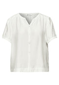Kurzarm Bluse mit Split Neck und Knöpfen