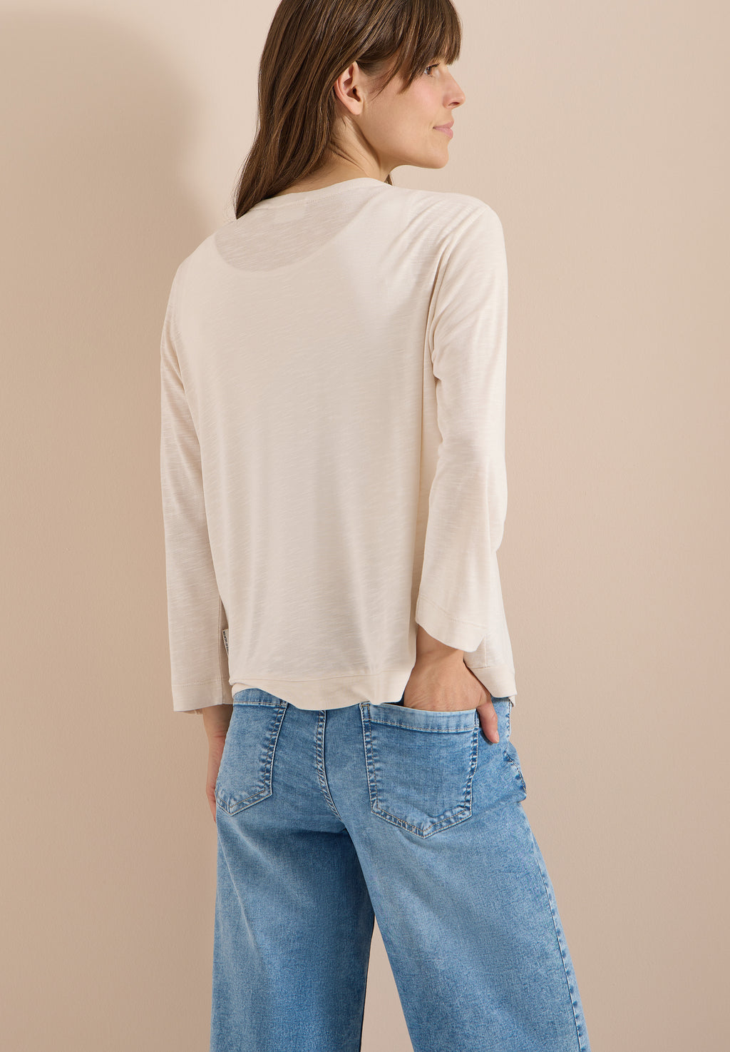 Offene Jacke in Unifarbe mit 3/4-Arm
