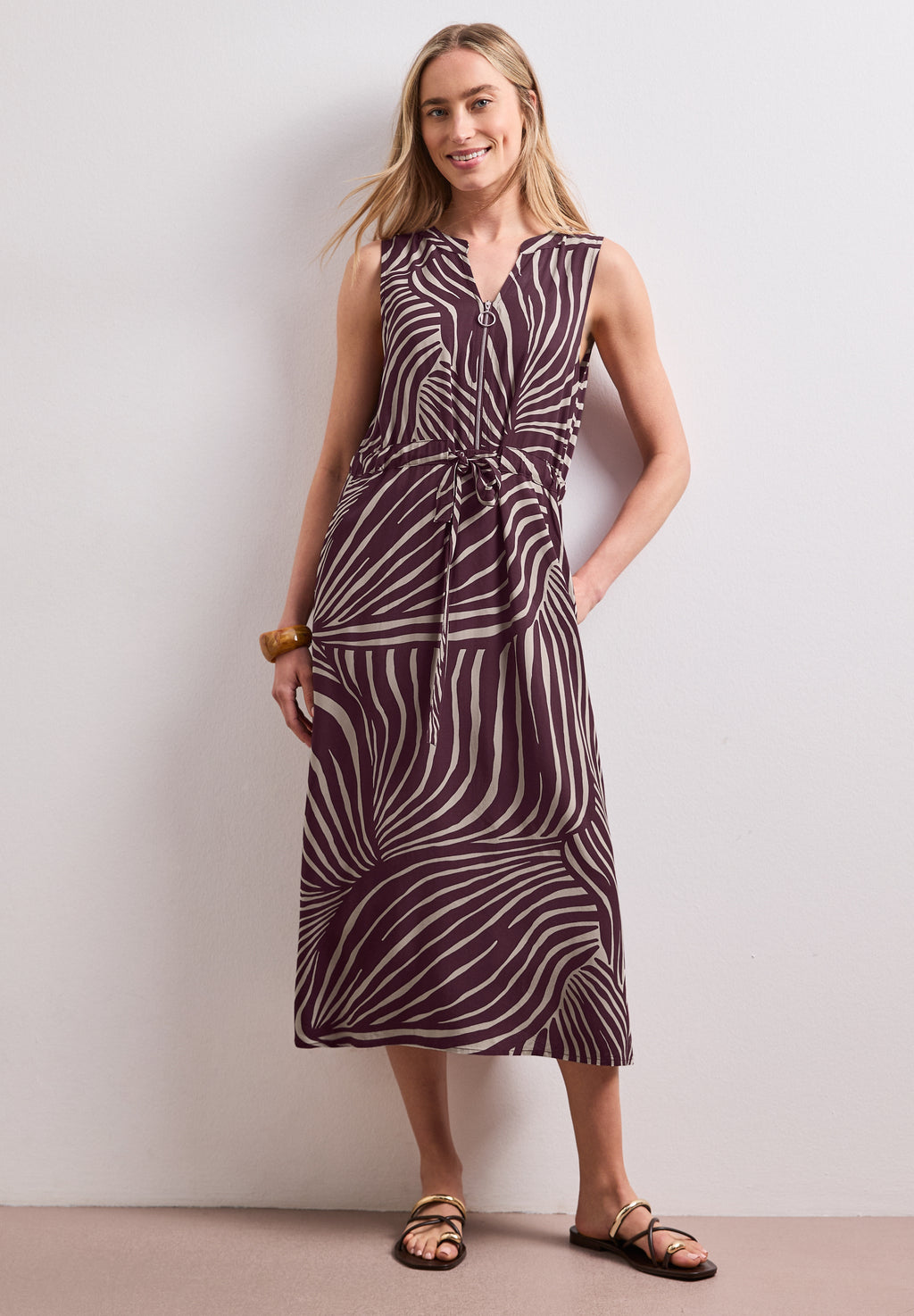 Midi-Kleid mit Split Neck und Zipper