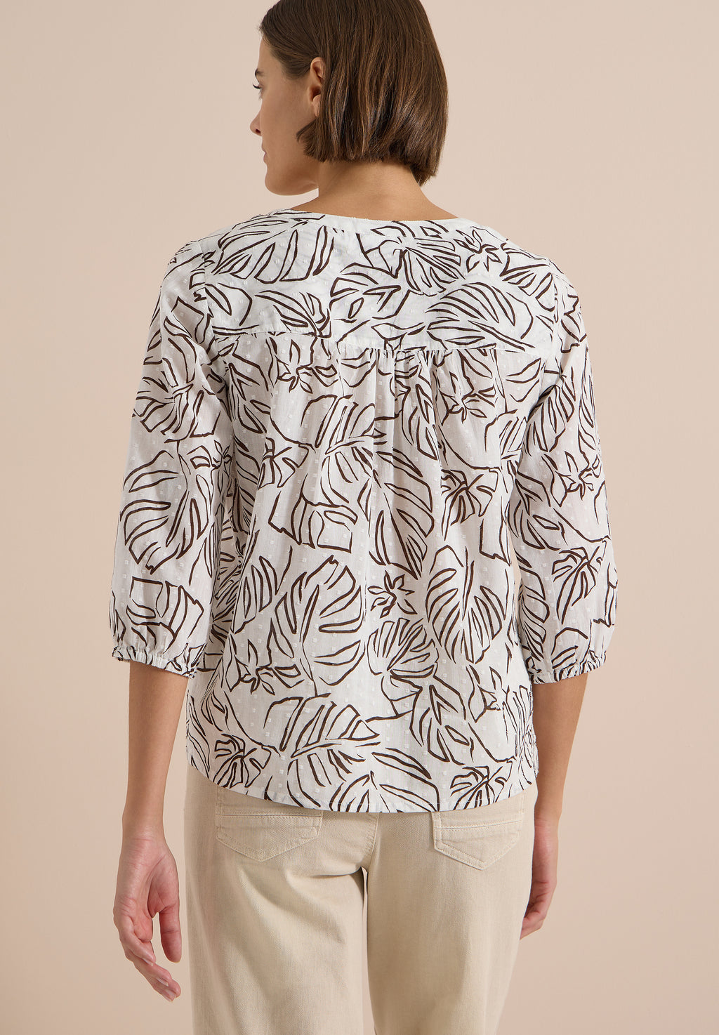 3/4-Arm Tunika mit Blätterprint