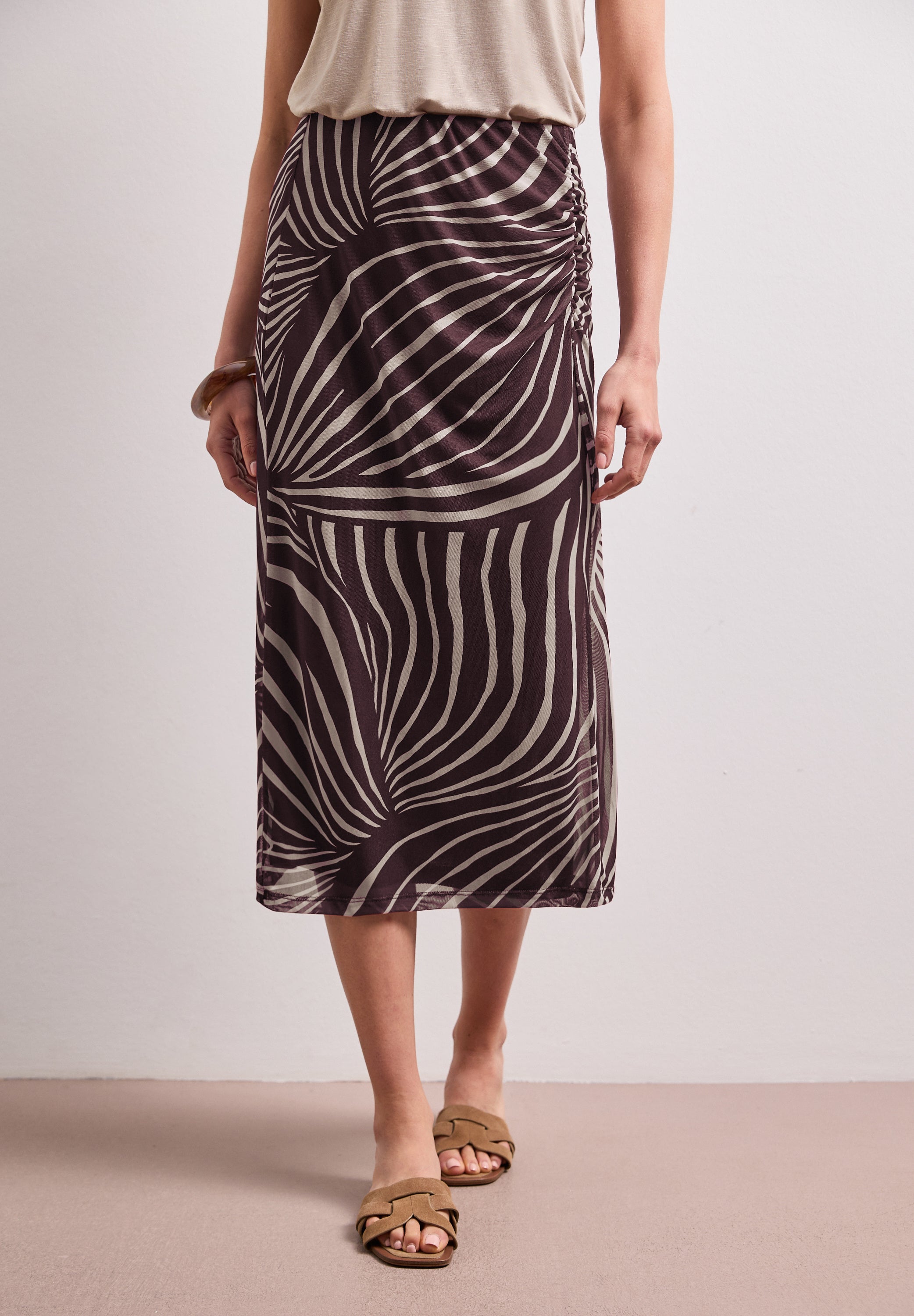 Midi-Rock aus Mesh mit Print
