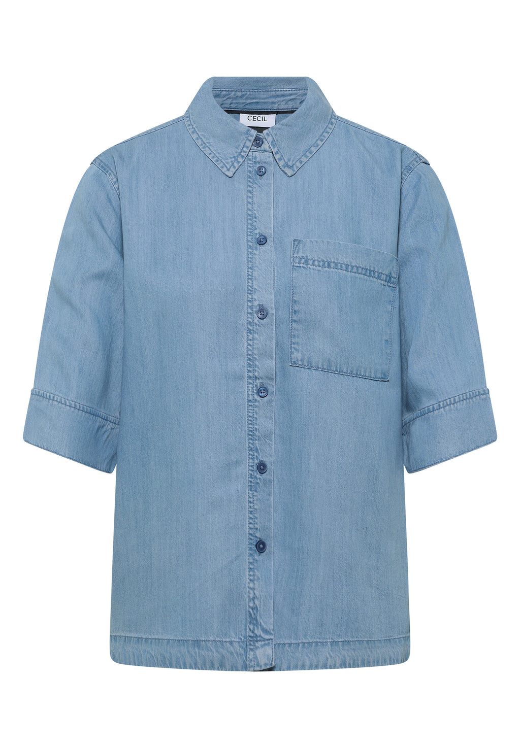 Kurzarm Hemdbluse im Denim-Look
